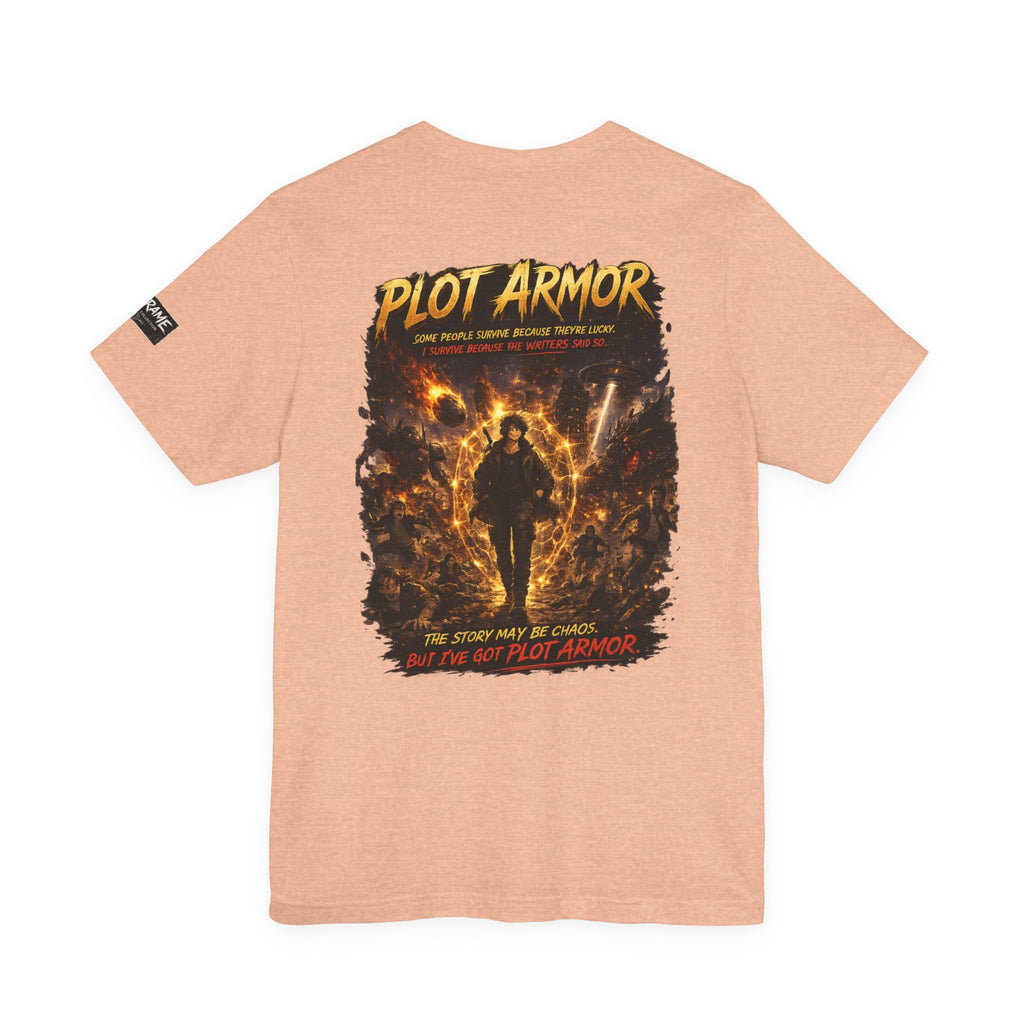 Plot Armor T-Shirt — Retro Anime Fire Graphic Tee