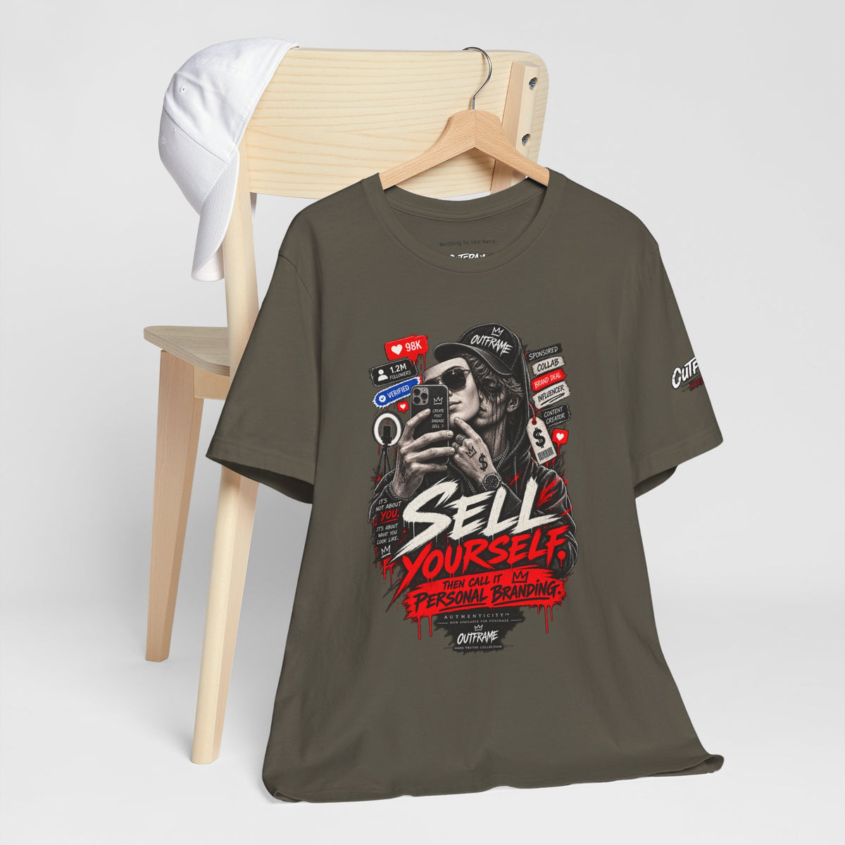 Graphic Tee — "Sell Yourself" Social Media Satire T-Shirt