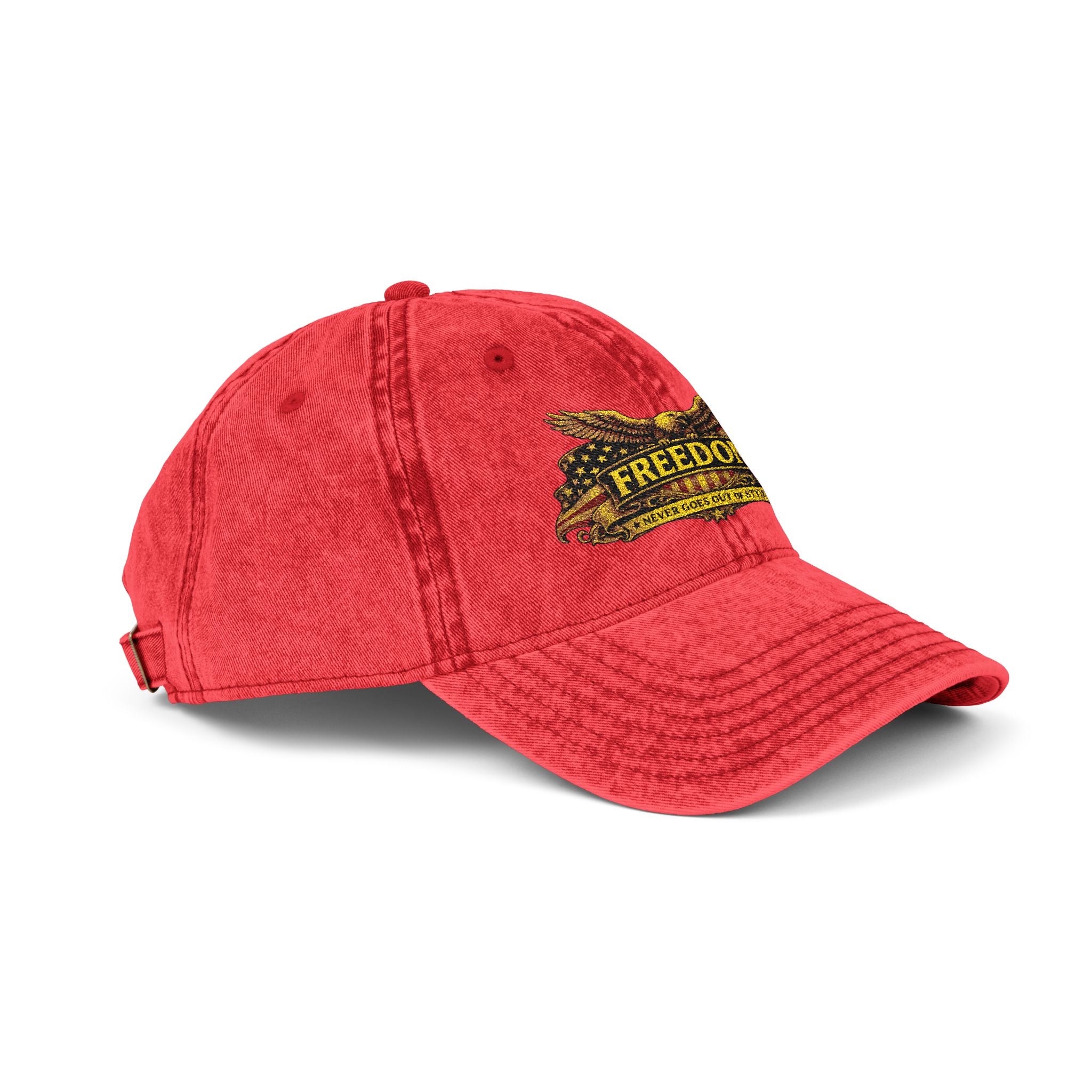 Freedom Vintage Embroidered Cap – Distressed Red Dad Hat