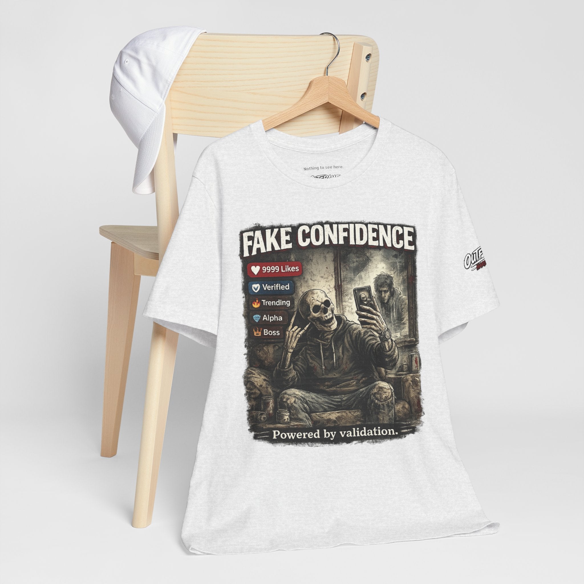 OUTFRAME Hard Truths – Fake Confidence | Premium Graphic Streetwear T-Shirt