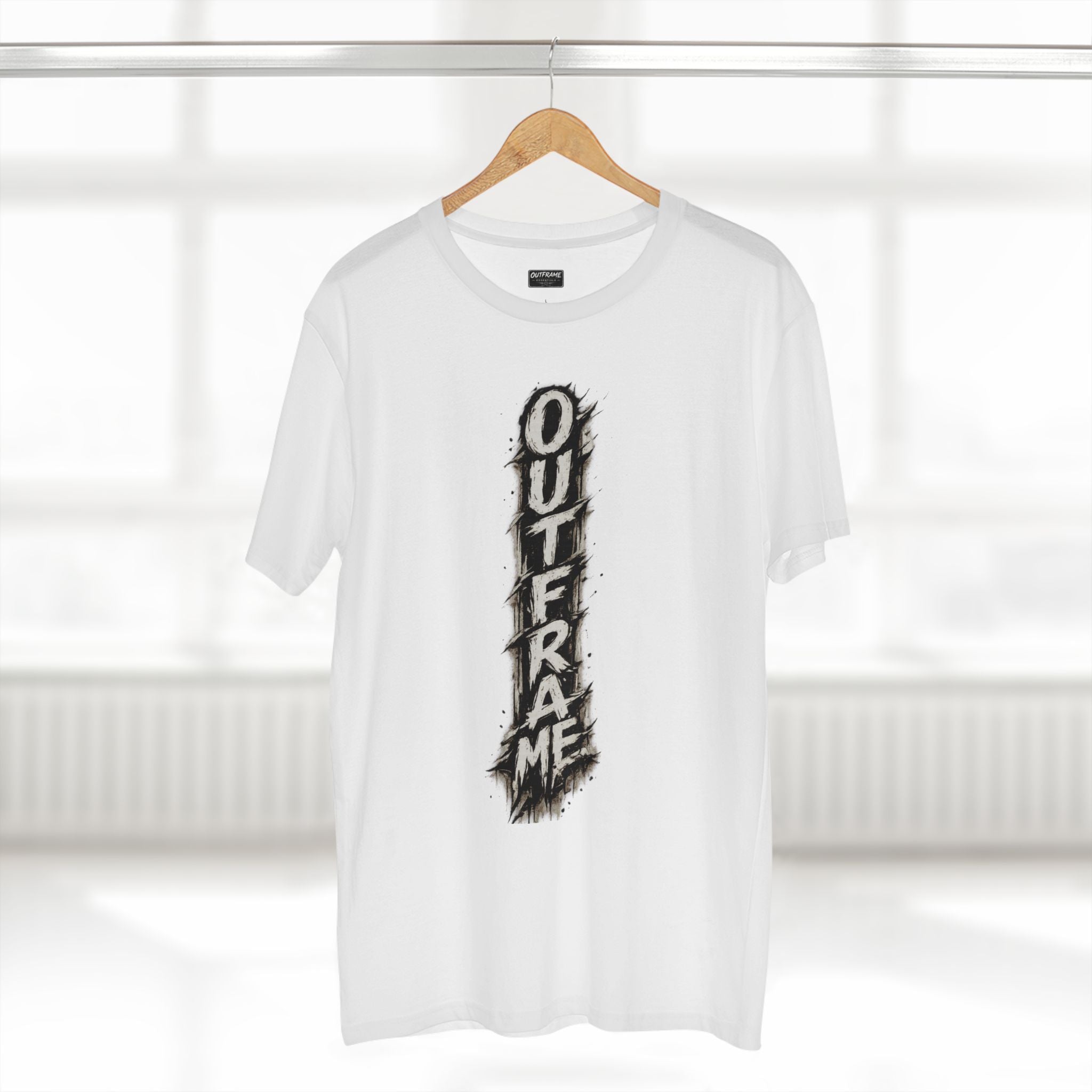 OUTFRAME Essentials – Vertical Brush Logo Premium Unisex T-Shirt