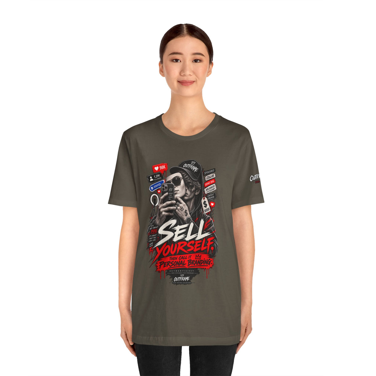 Graphic Tee — "Sell Yourself" Social Media Satire T-Shirt