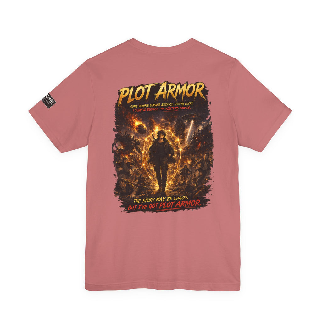 Plot Armor T-Shirt — Retro Anime Fire Graphic Tee