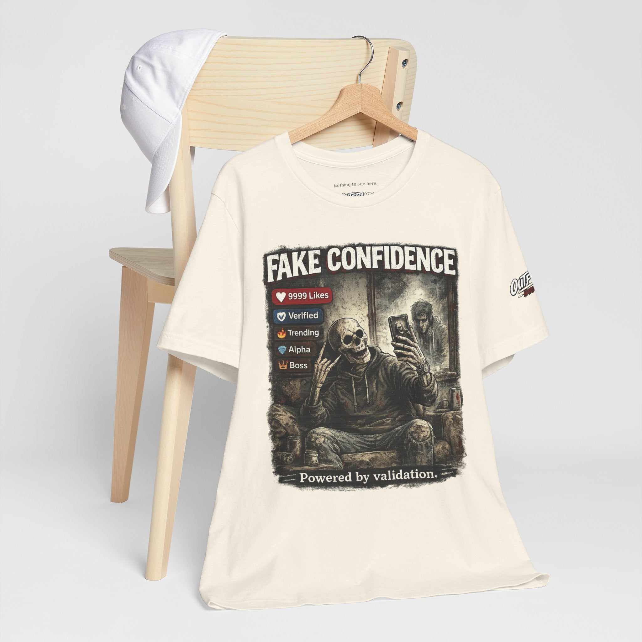 OUTFRAME Hard Truths – Fake Confidence | Premium Graphic Streetwear T-Shirt