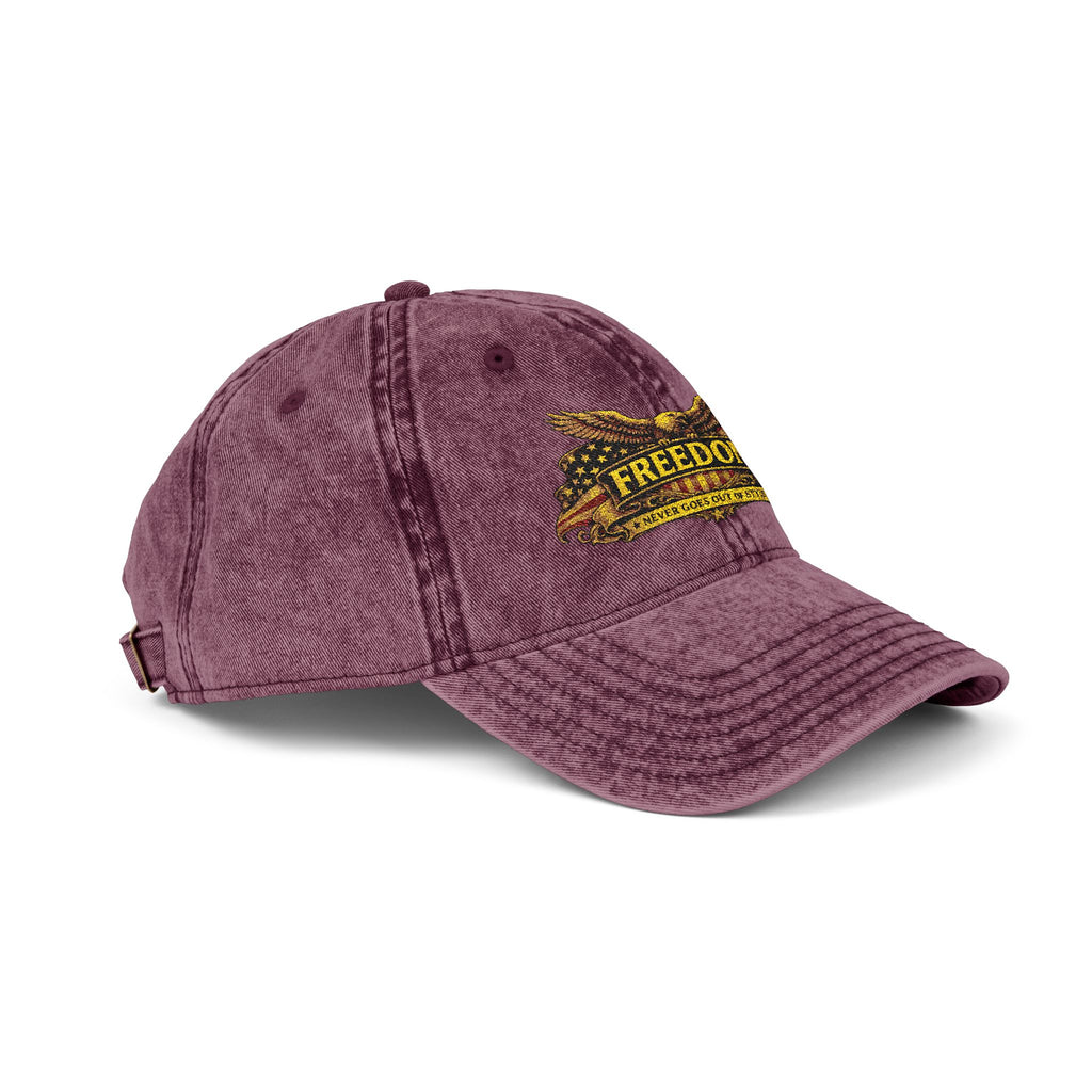 Freedom Vintage Embroidered Cap – Distressed Red Dad Hat