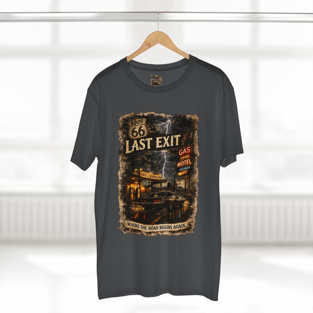 Last Exit – Vintage Route 66 Muscle Car Graphic T-Shirt