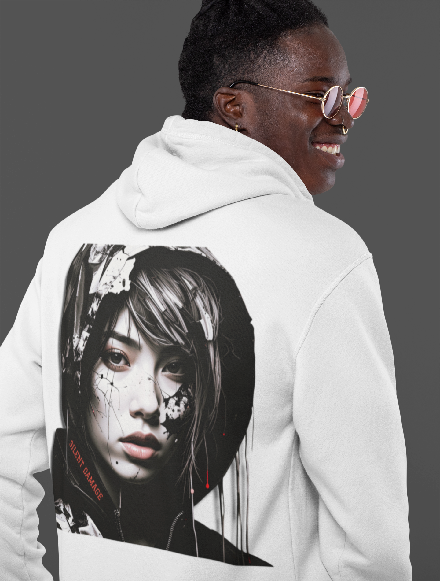 SILENT DAMAGE – Minimal Dark Urban Graphic Hoodie