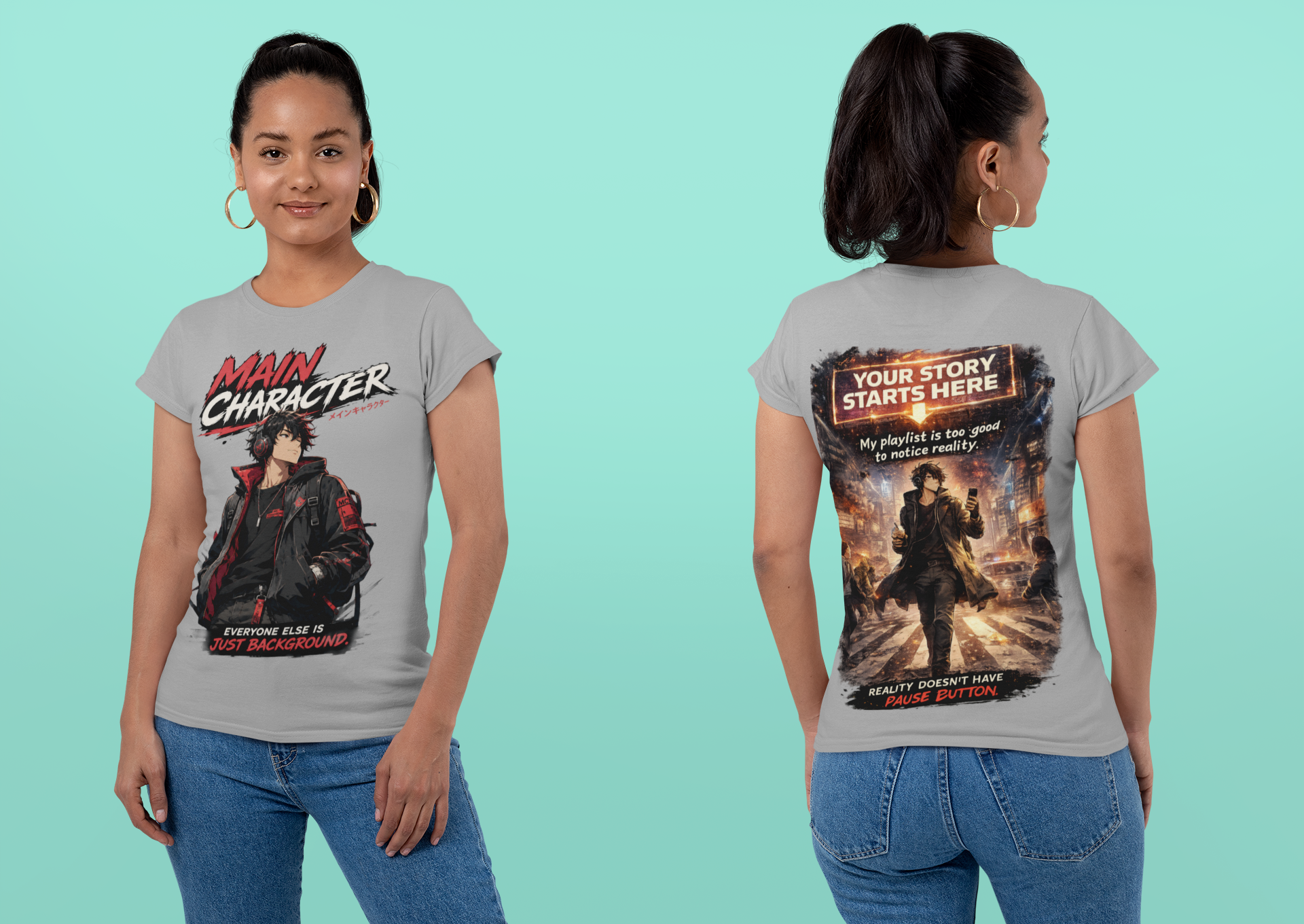 Main Character Graphic Tee — "Your Story Starts Here" Anime Streetwear