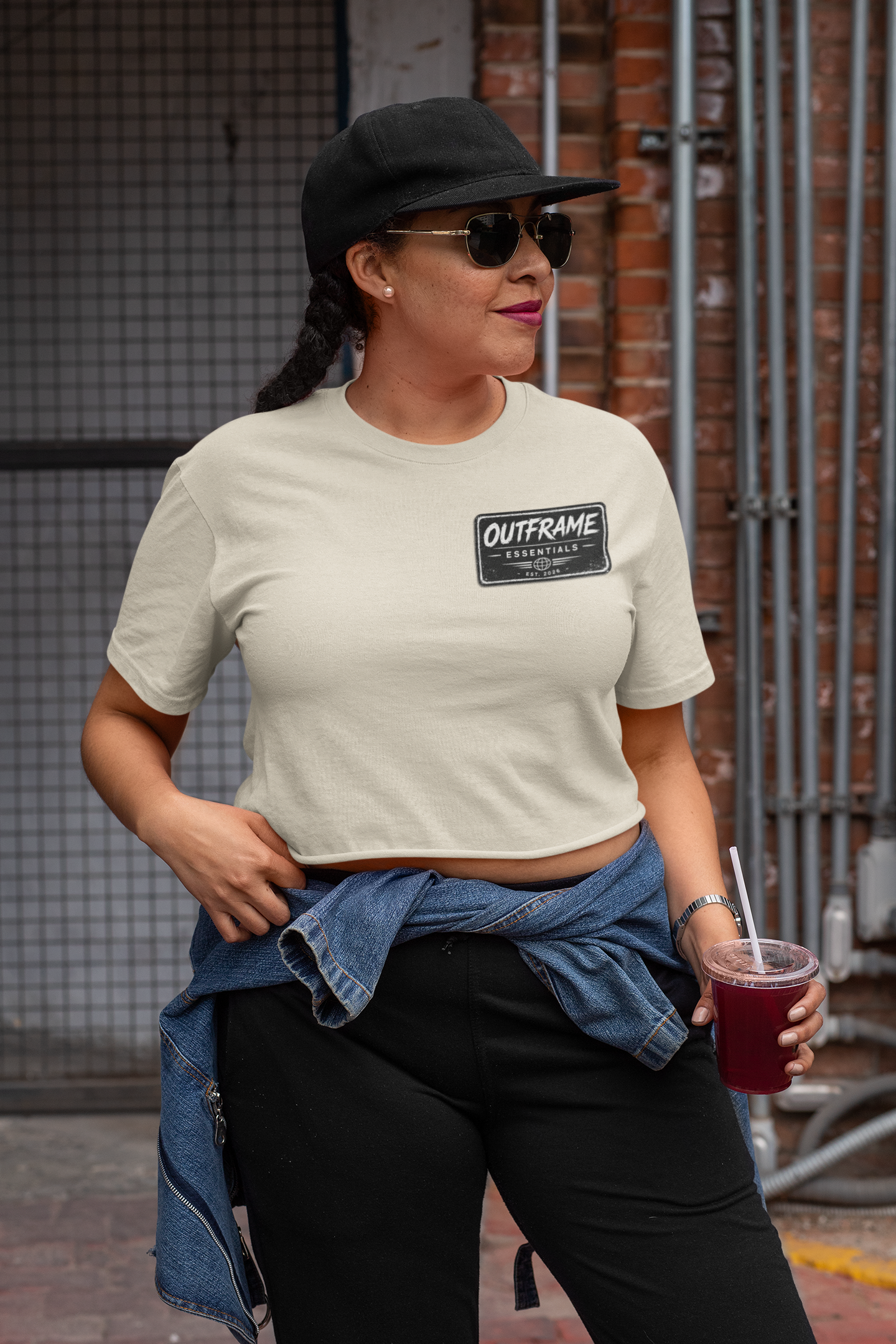 Outframe Essentials Logo Tee — Minimal Patch Chest T‑Shirt