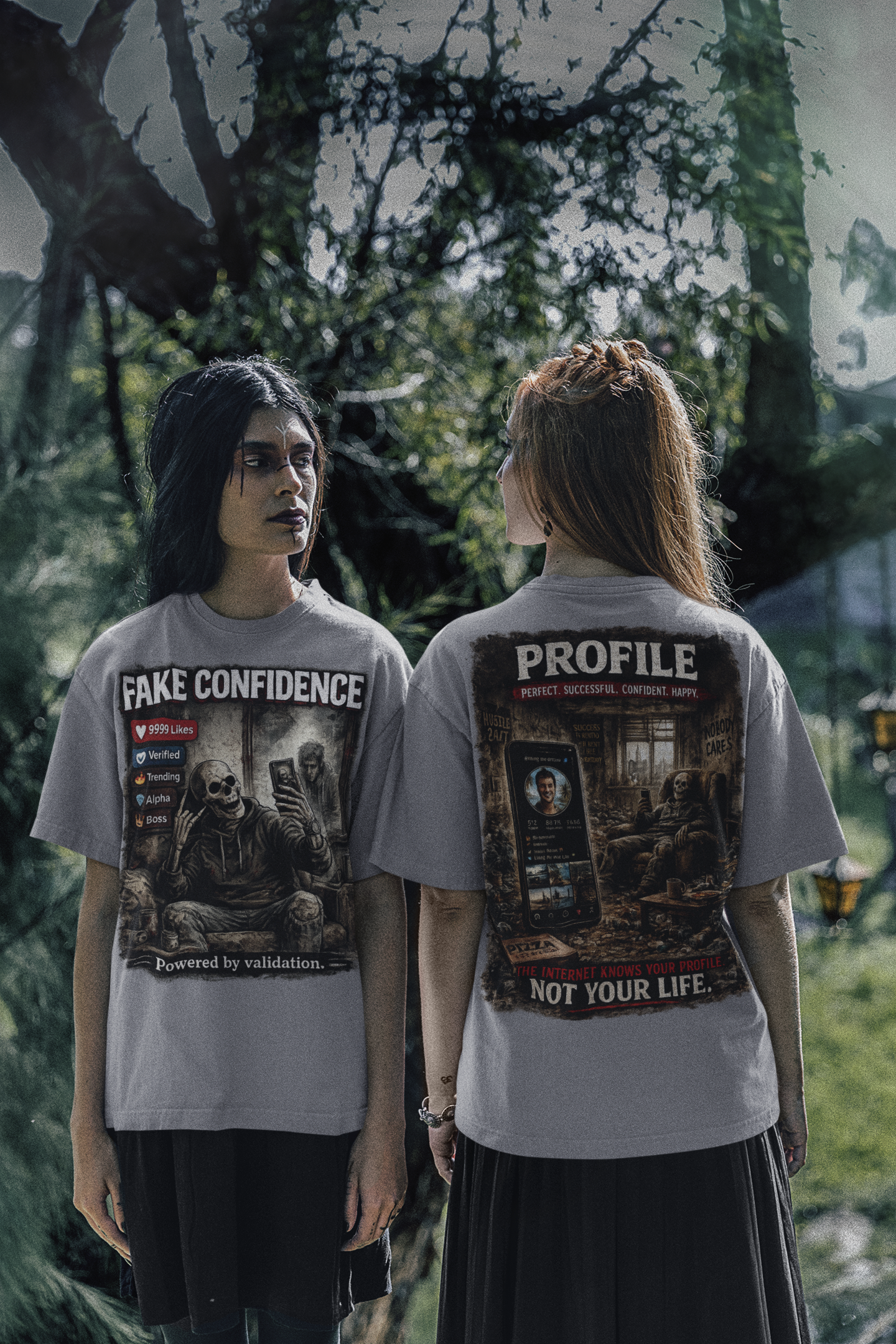 OUTFRAME Hard Truths – Fake Confidence | Premium Graphic Streetwear T-Shirt