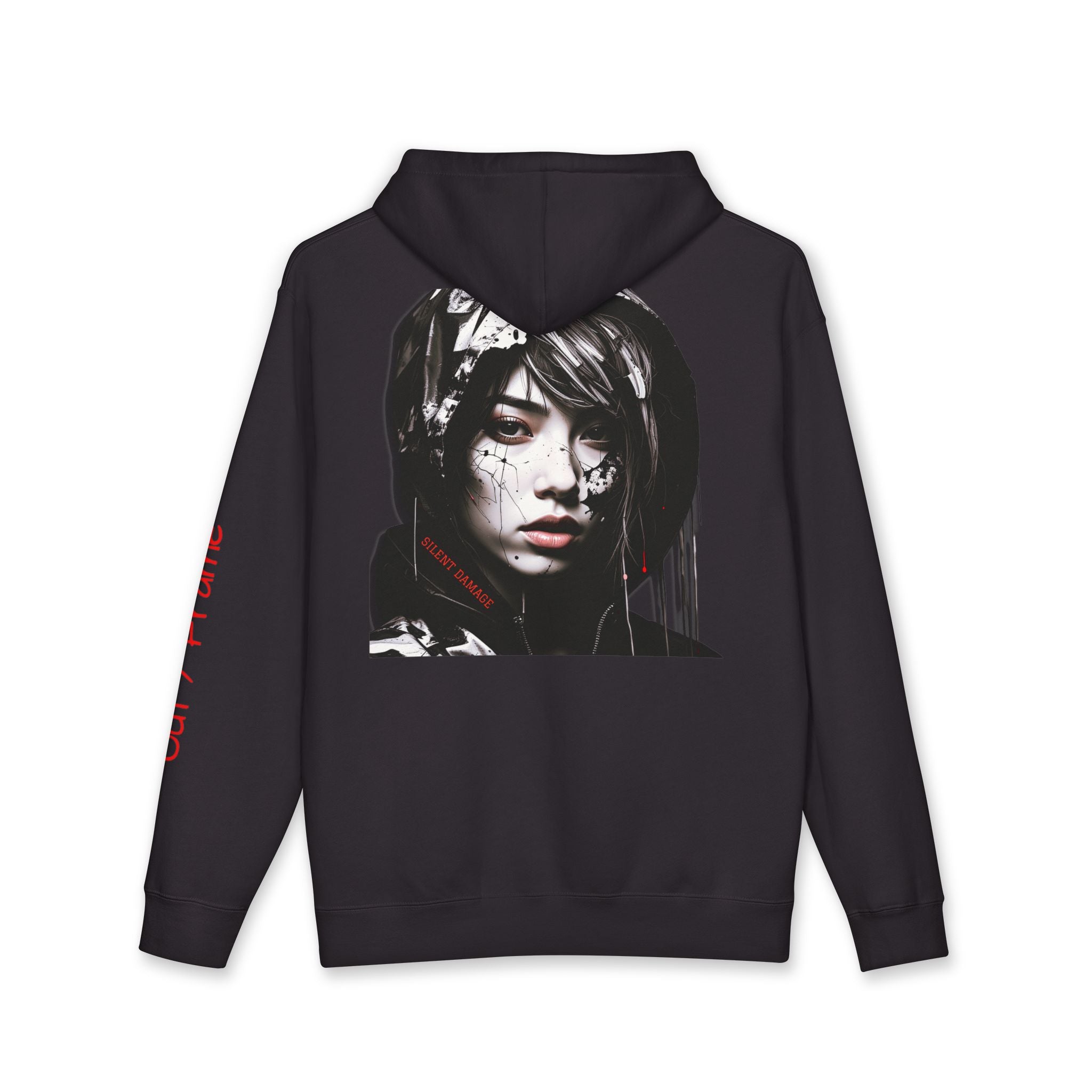 SILENT DAMAGE – Minimal Dark Urban Graphic Hoodie