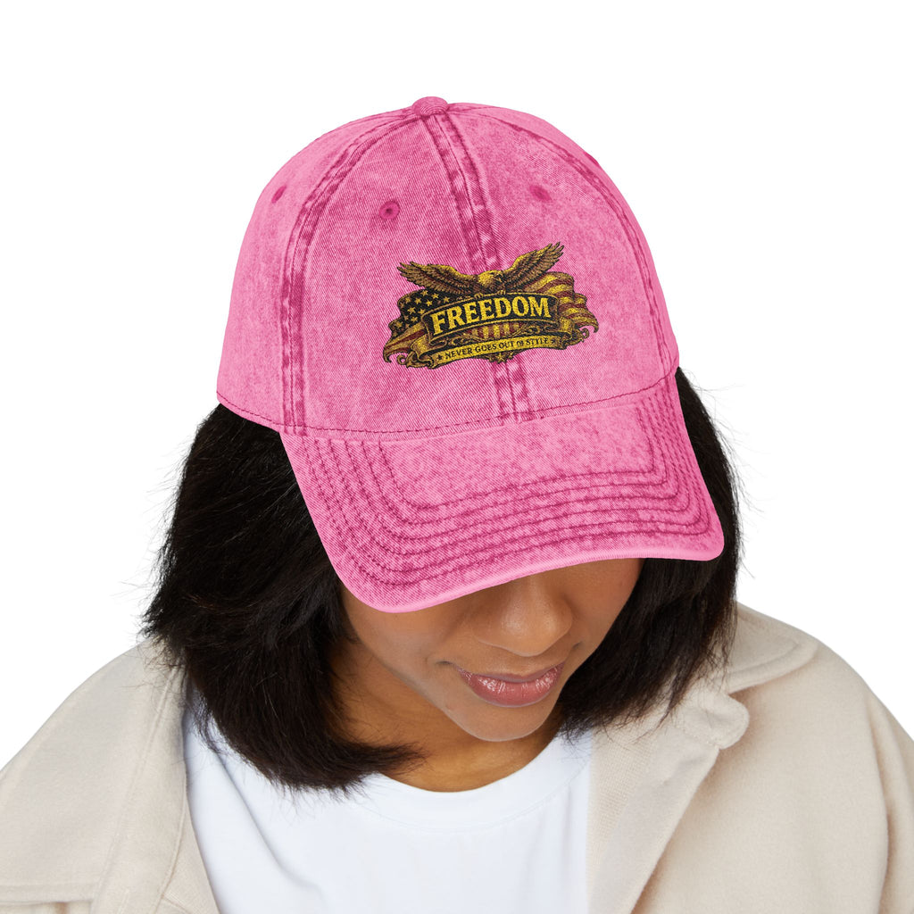 Freedom Vintage Embroidered Cap – Distressed Red Dad Hat