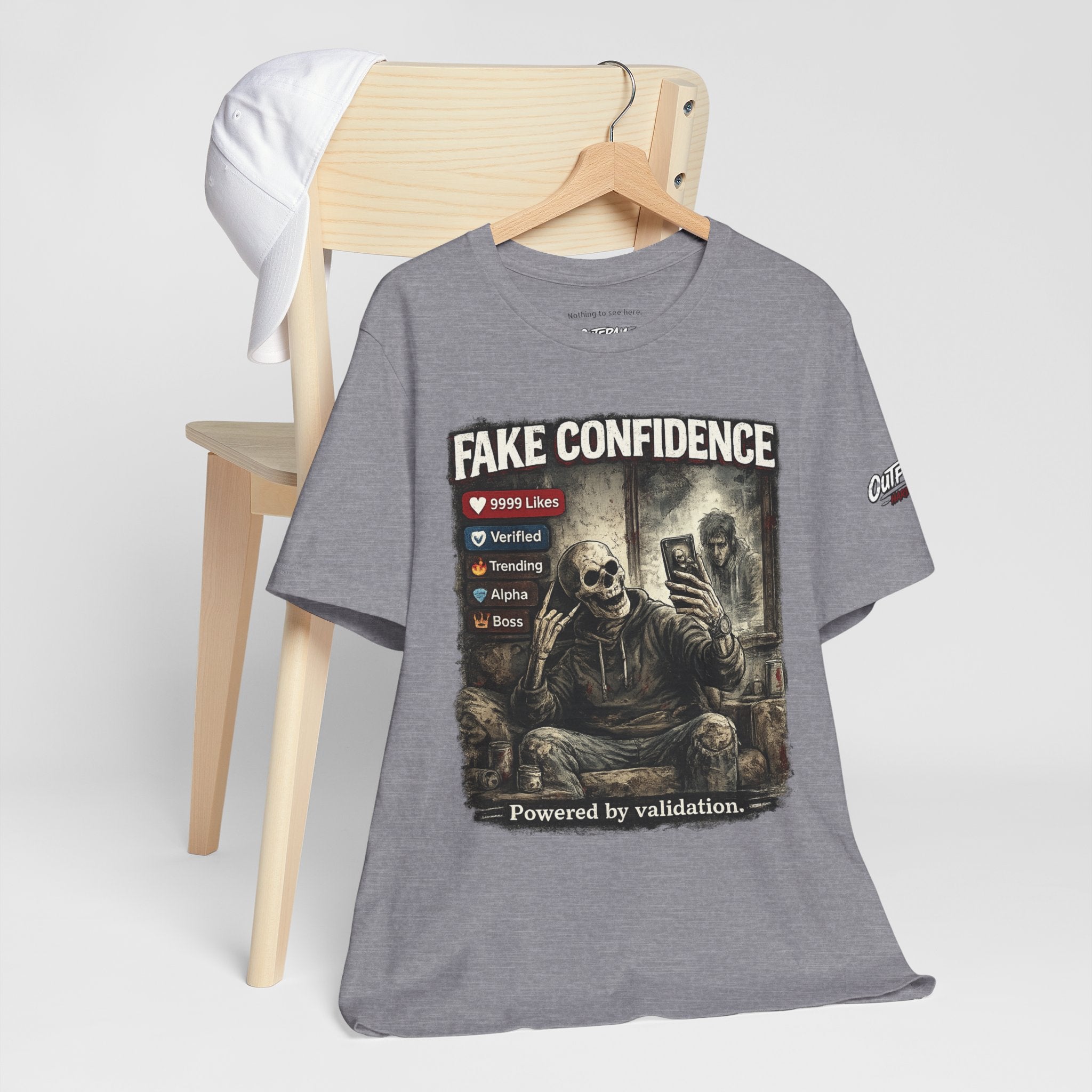 OUTFRAME Hard Truths – Fake Confidence | Premium Graphic Streetwear T-Shirt