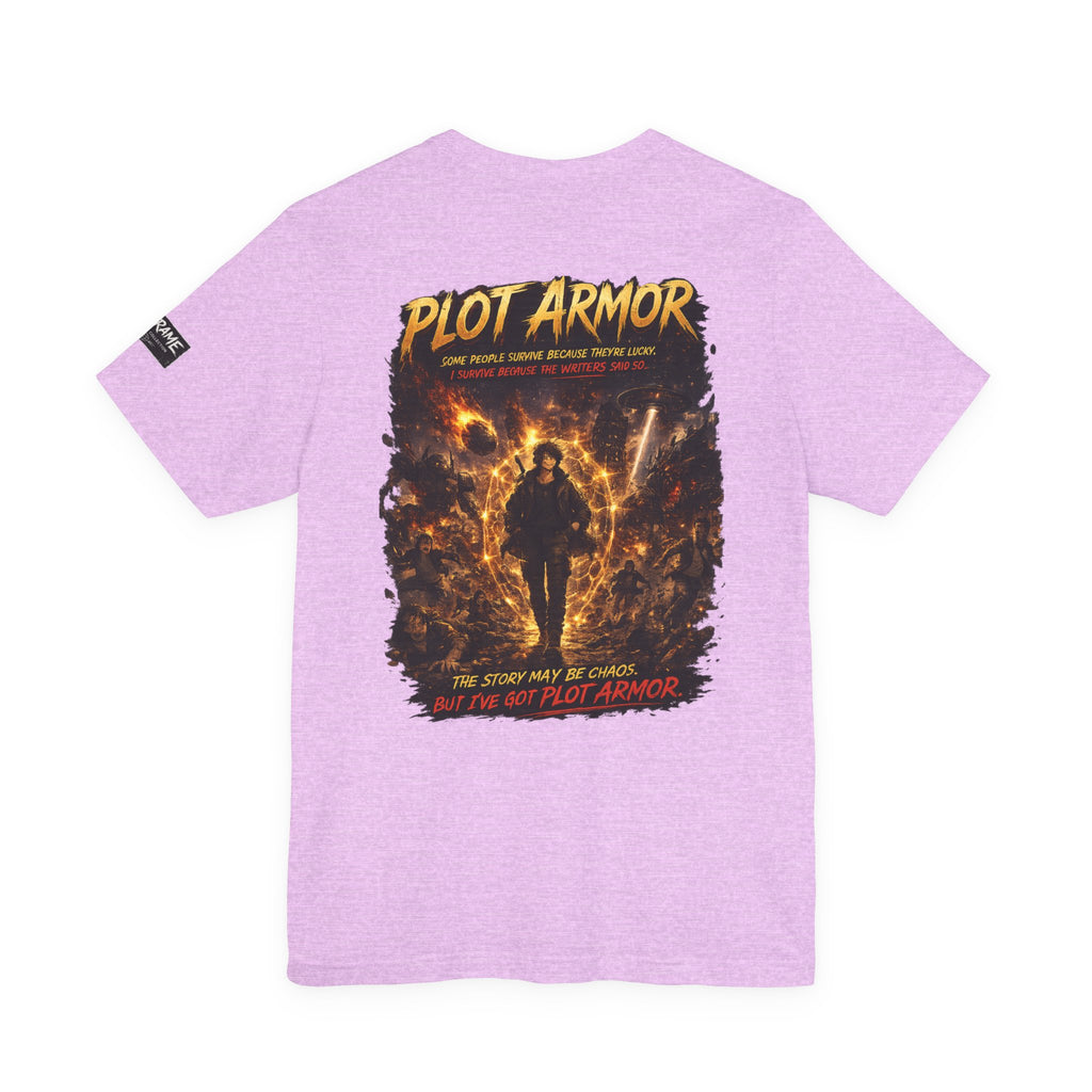 Plot Armor T-Shirt — Retro Anime Fire Graphic Tee