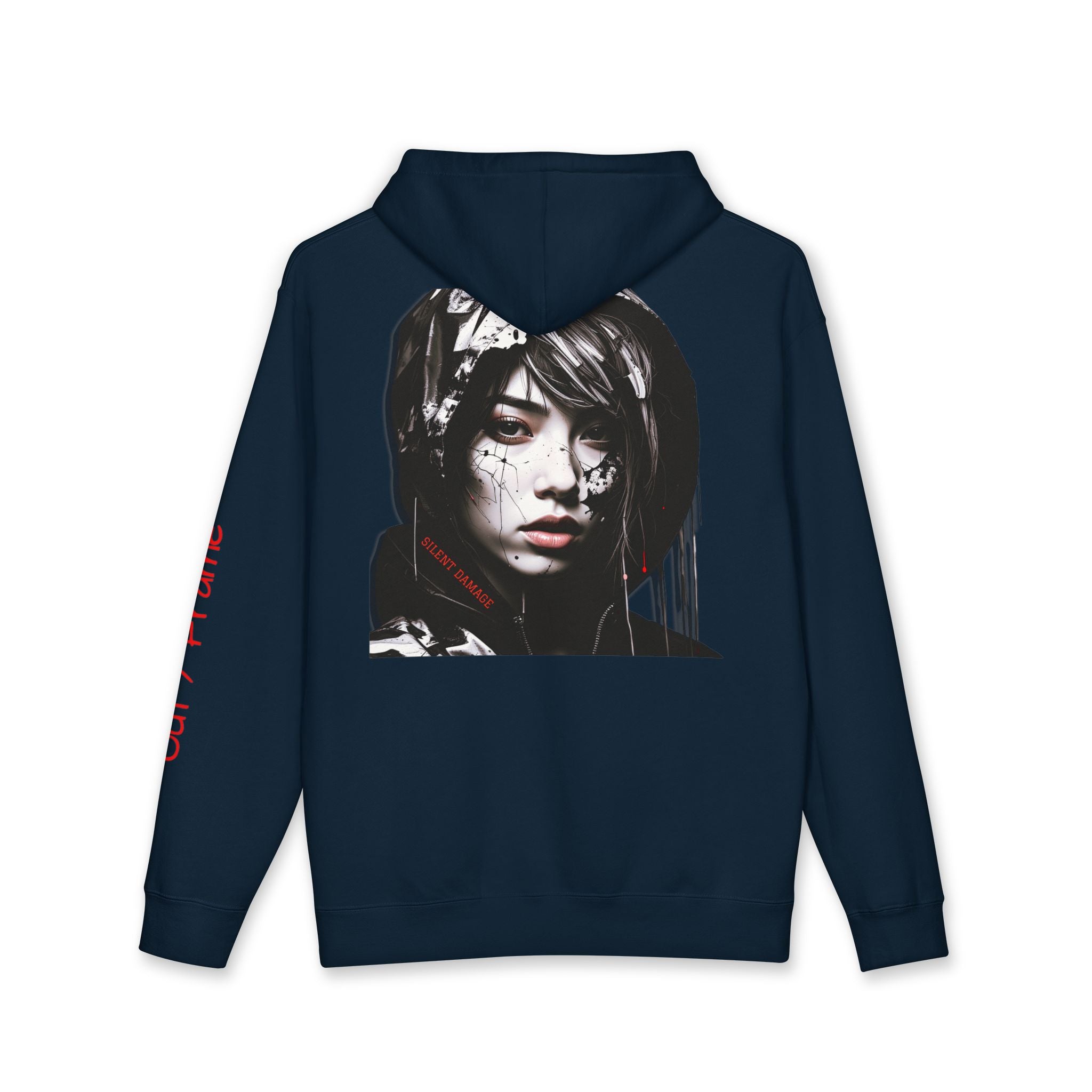 SILENT DAMAGE – Minimal Dark Urban Graphic Hoodie