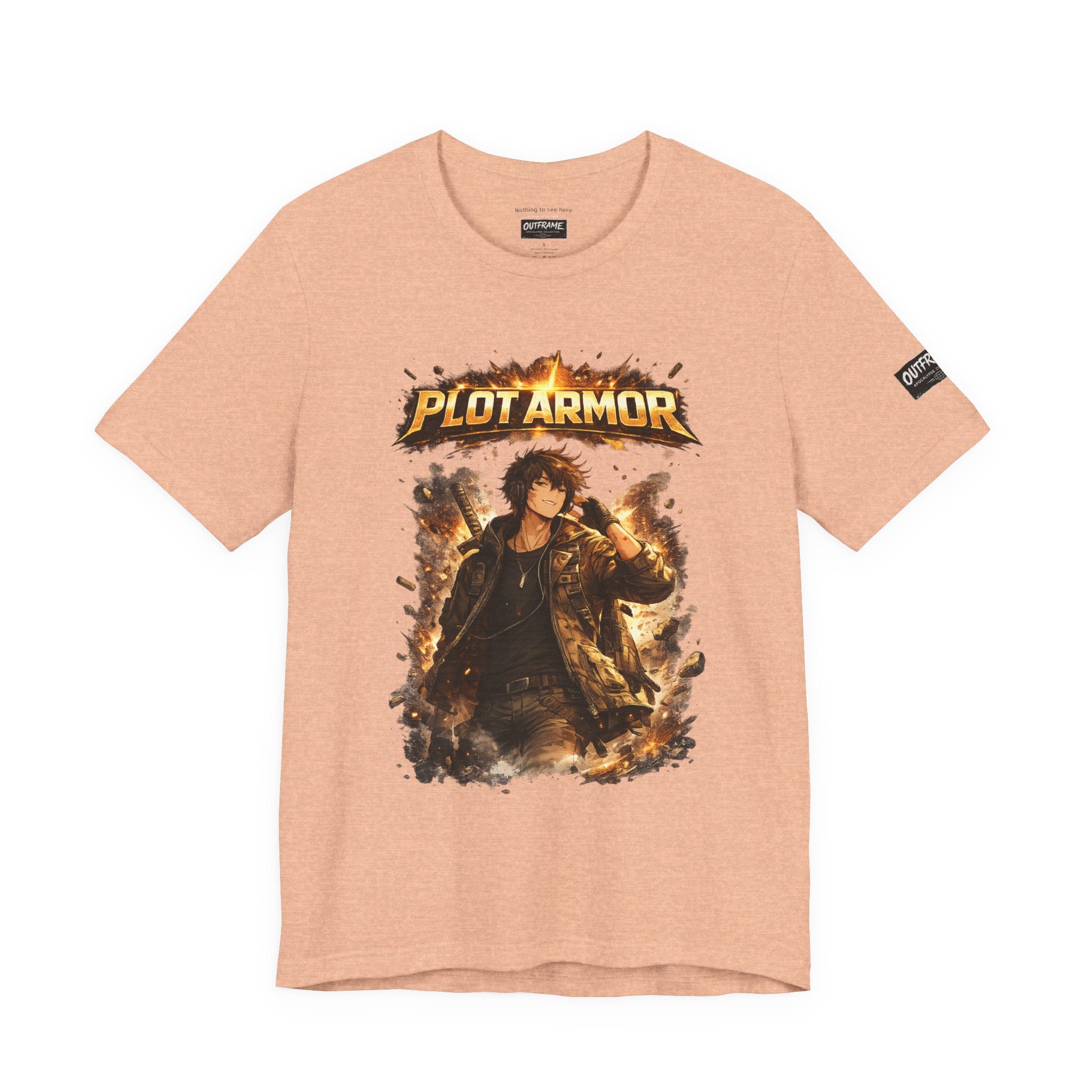 Plot Armor T-Shirt — Retro Anime Fire Graphic Tee