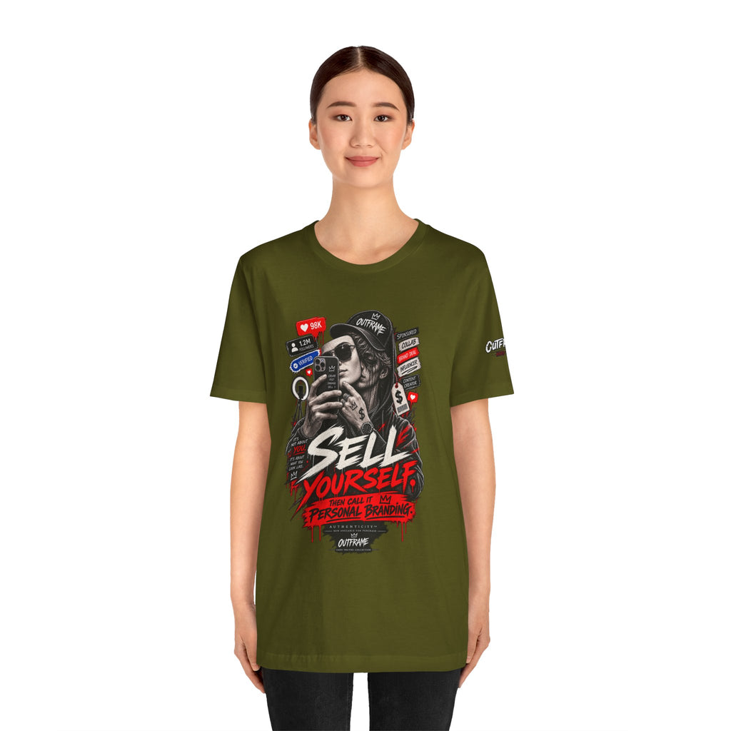 Graphic Tee — "Sell Yourself" Social Media Satire T-Shirt
