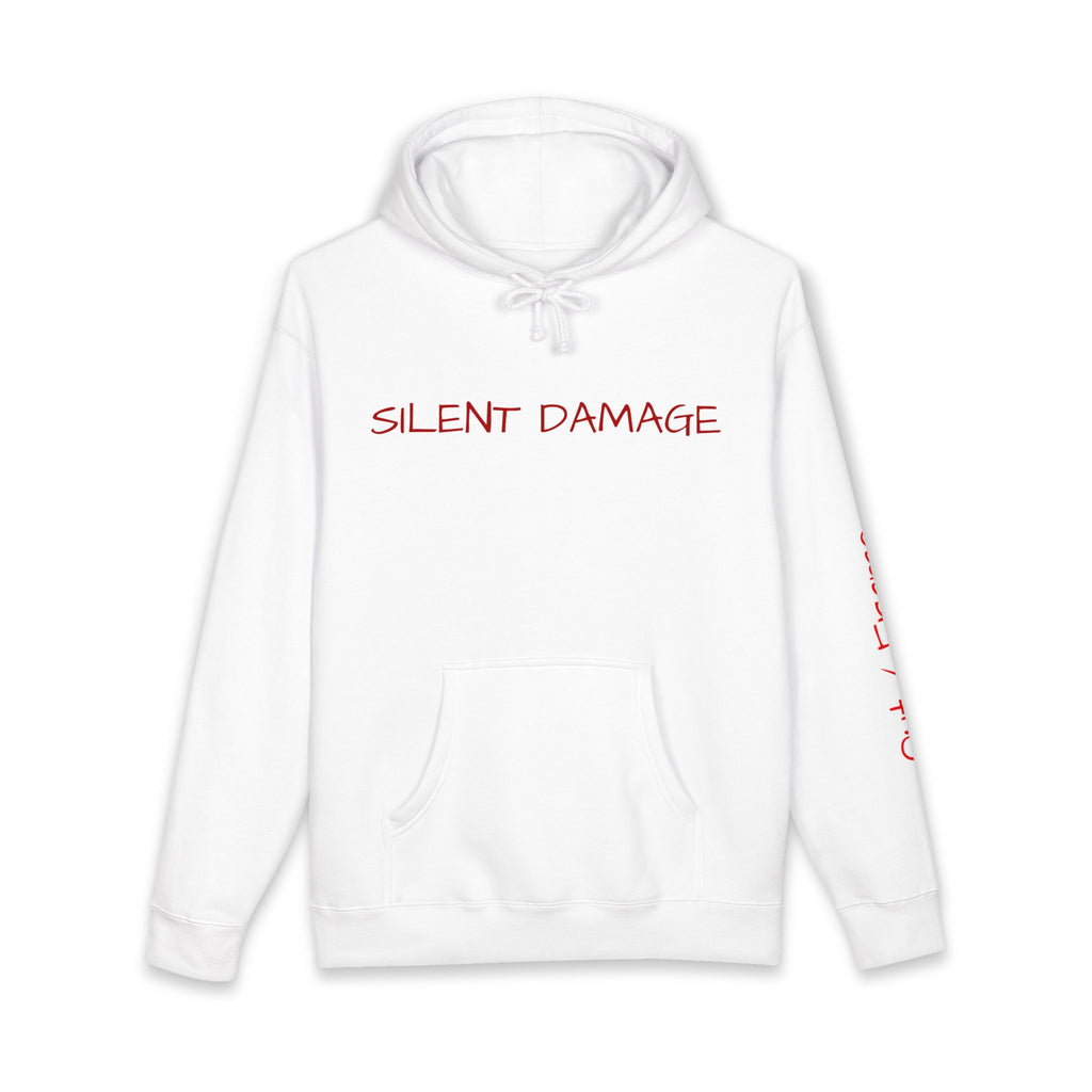 SILENT DAMAGE – Minimal Dark Urban Graphic Hoodie