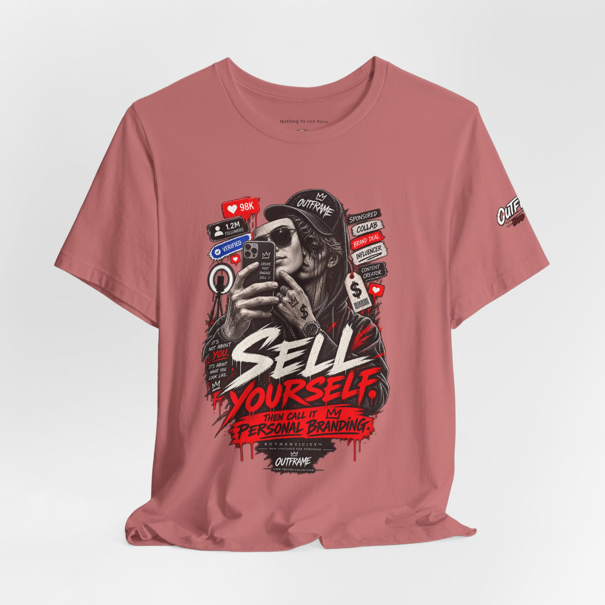 Graphic Tee — "Sell Yourself" Social Media Satire T-Shirt