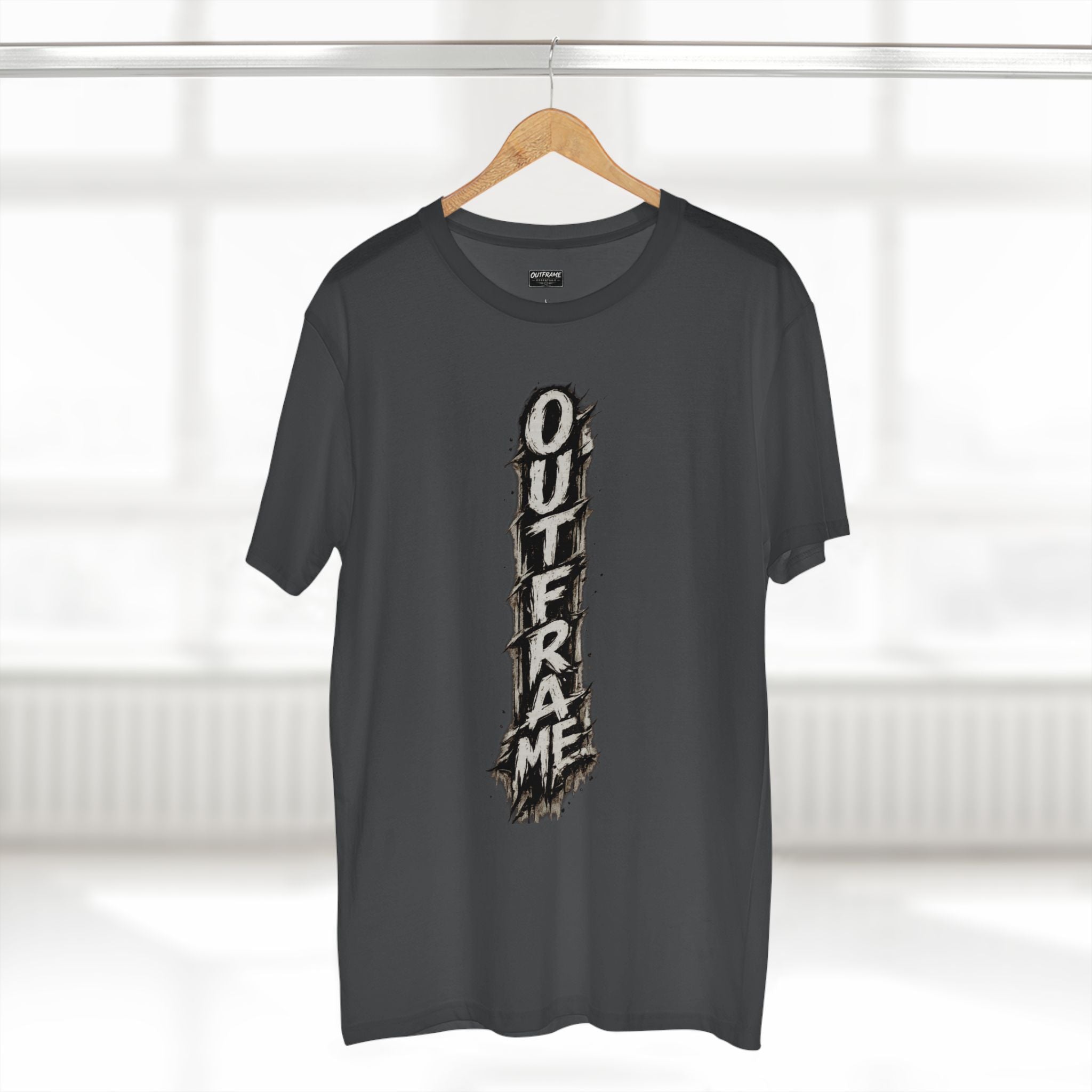OUTFRAME Essentials – Vertical Brush Logo Premium Unisex T-Shirt