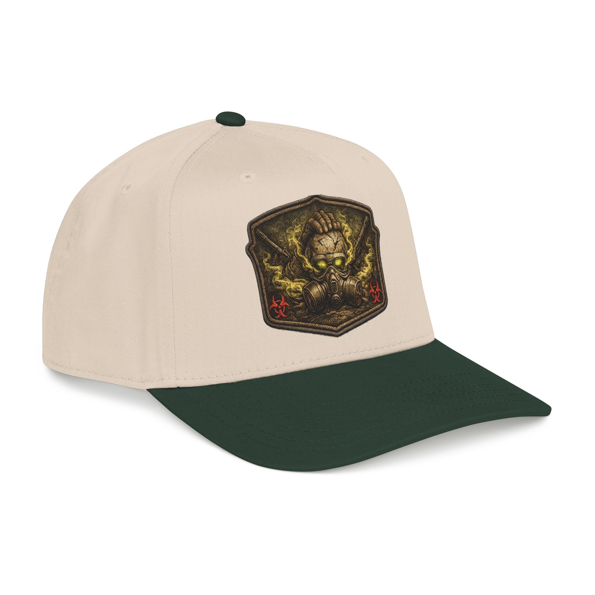 Baseball Cap — Toxic Skull Patch Hat | Edgy Military Green Trucker Style