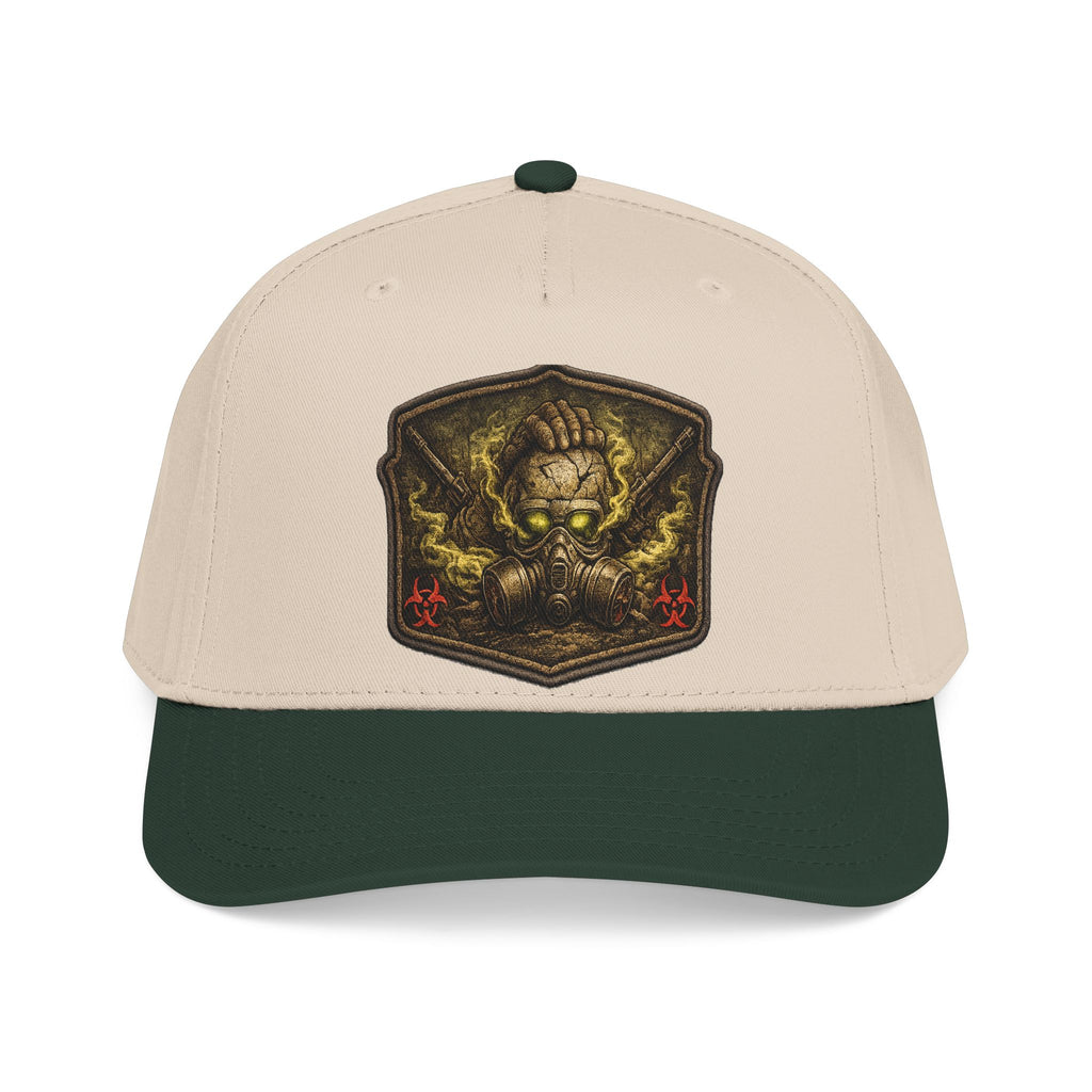Baseball Cap — Toxic Skull Patch Hat | Edgy Military Green Trucker Style