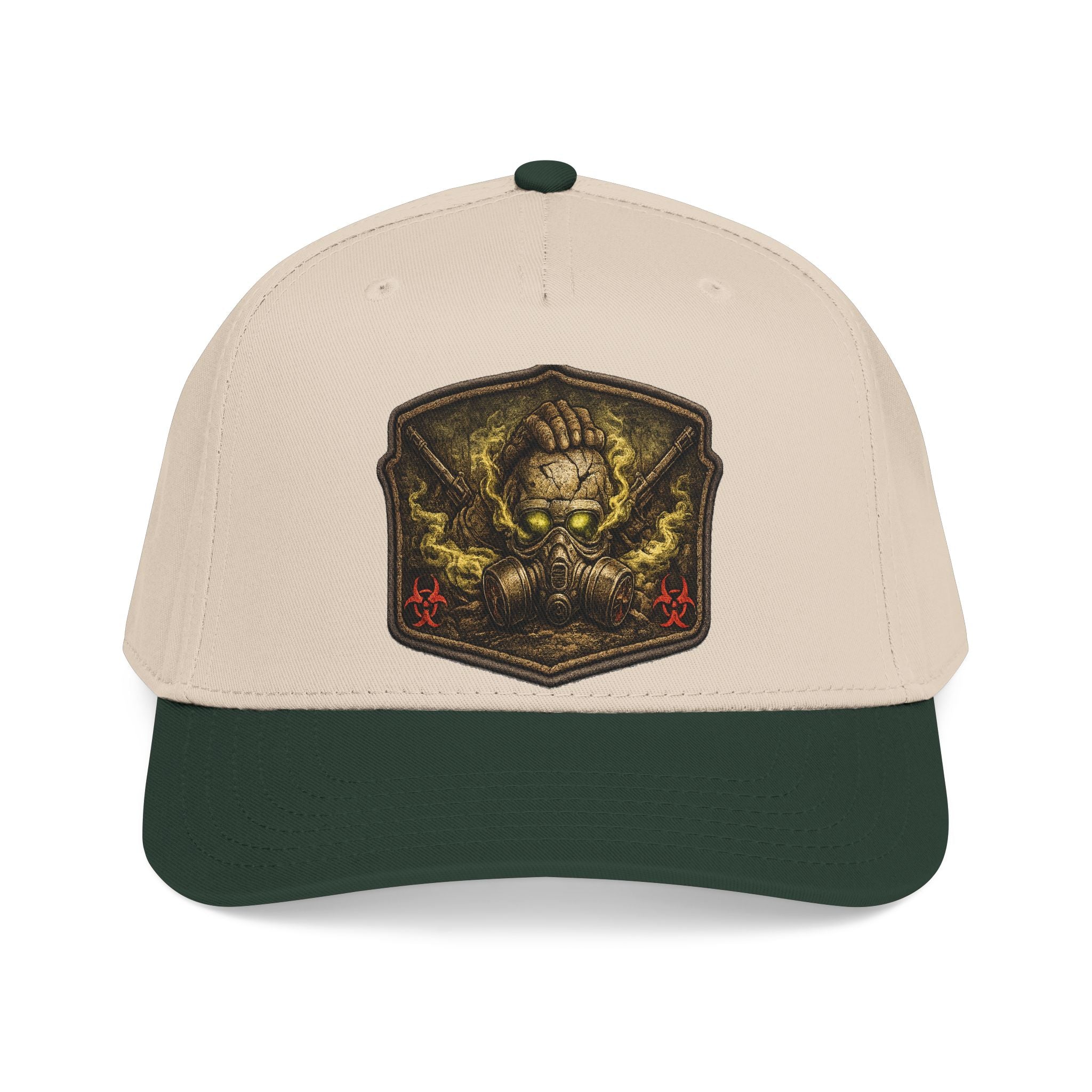 Baseball Cap — Toxic Skull Patch Hat | Edgy Military Green Trucker Style