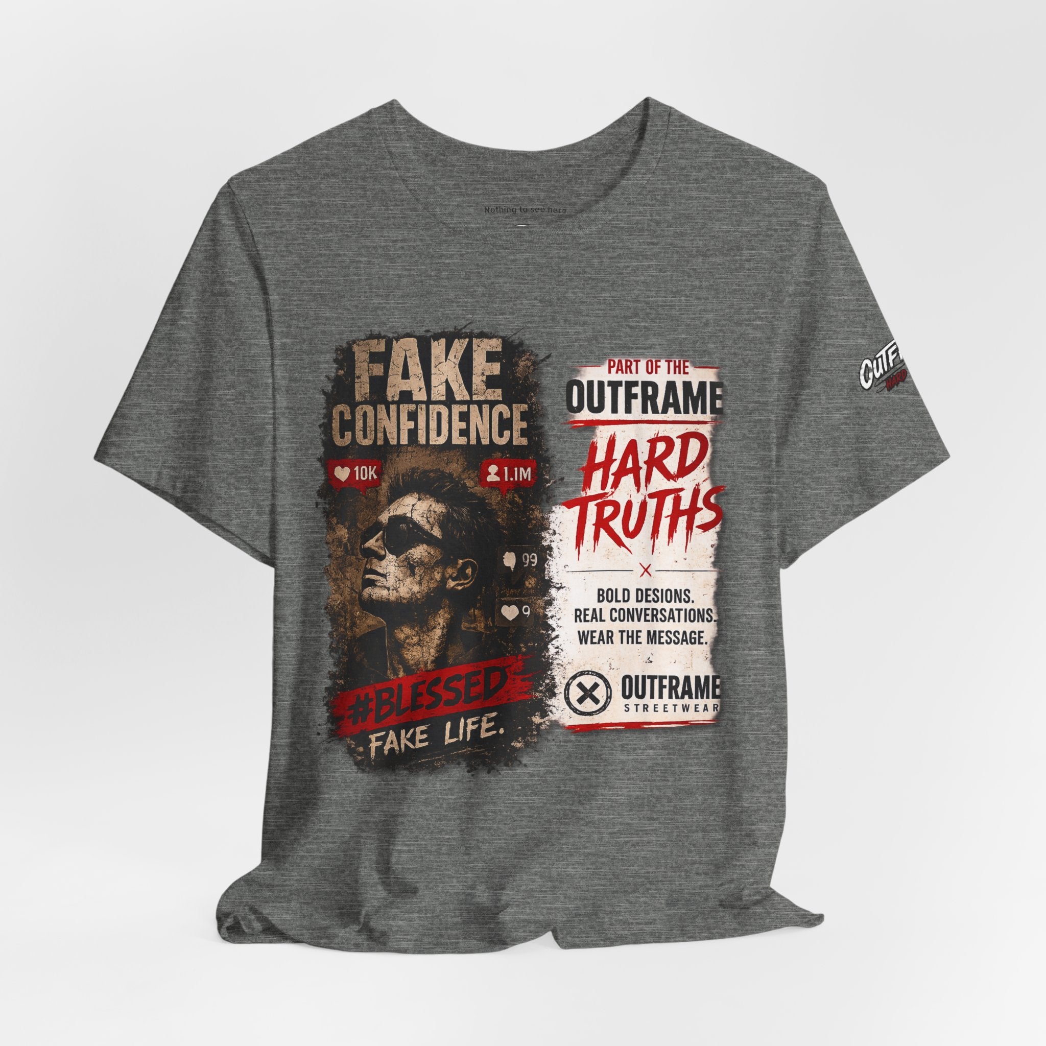 Fake Confidence – OUTFRAME Hard Truths Editorial Graphic T-Shirt