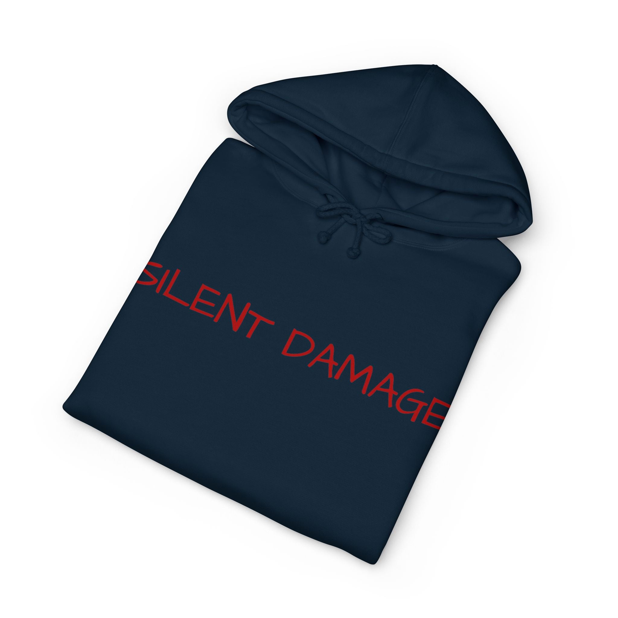 SILENT DAMAGE – Minimal Dark Urban Graphic Hoodie