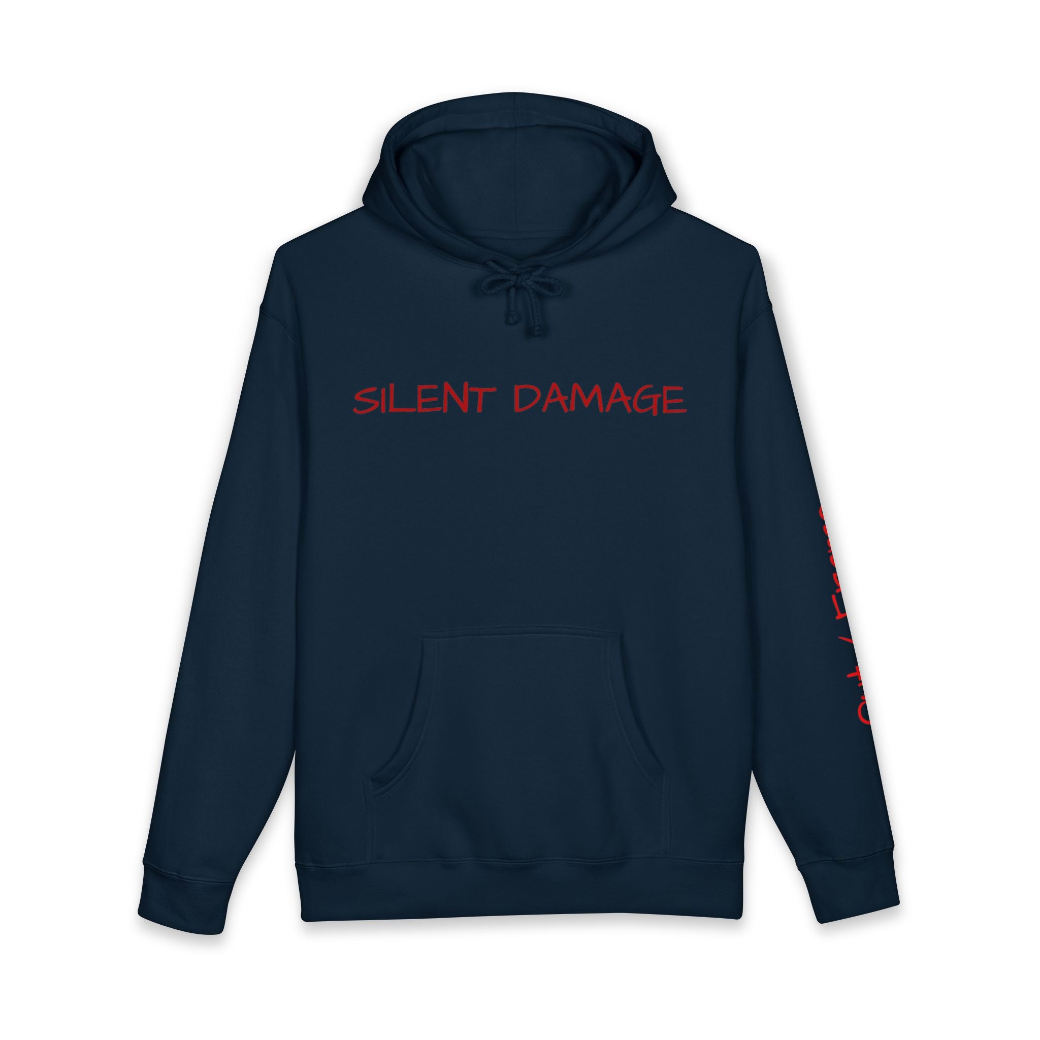 SILENT DAMAGE – Minimal Dark Urban Graphic Hoodie