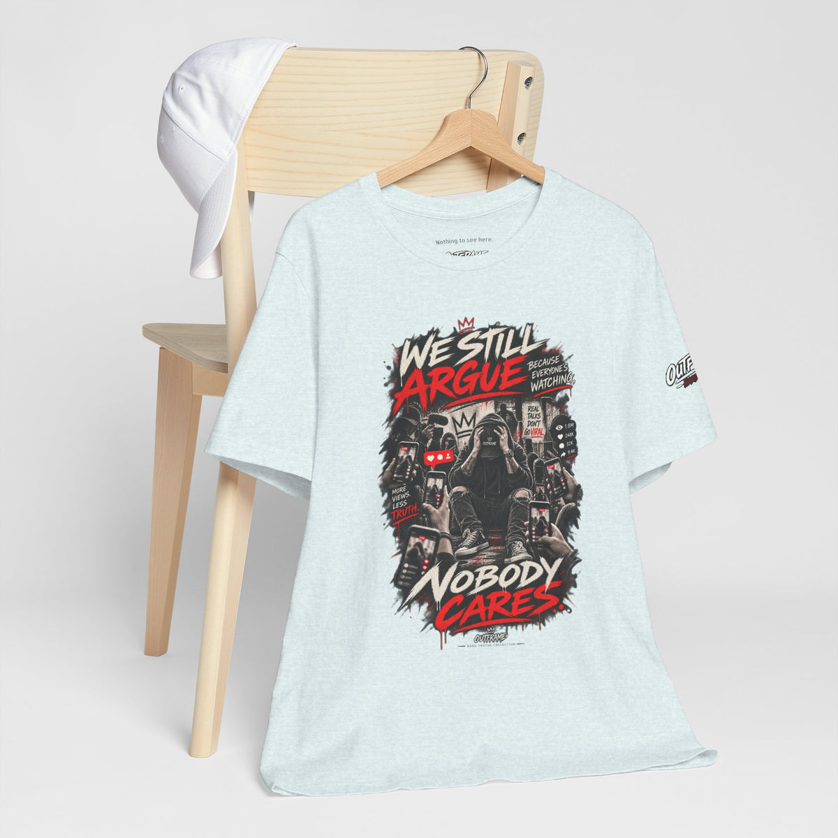 We Still Argue, Nobody Cares Tee — Dark Comic Graphic T-Shirt