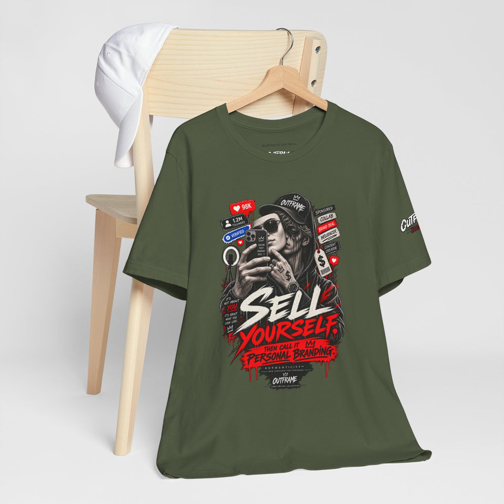 Graphic Tee — "Sell Yourself" Social Media Satire T-Shirt