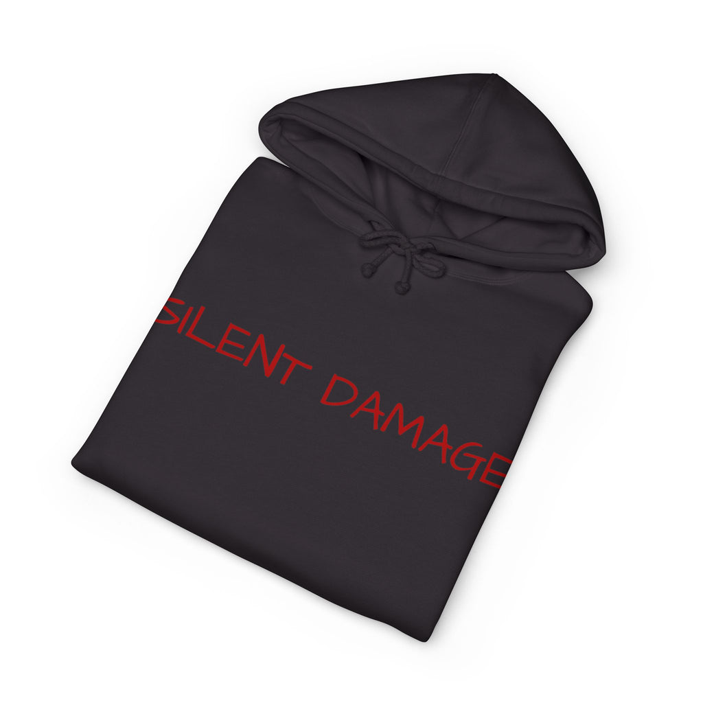 SILENT DAMAGE – Minimal Dark Urban Graphic Hoodie