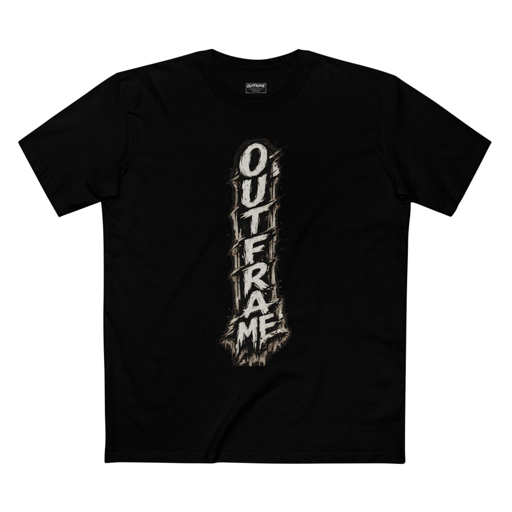 OUTFRAME Essentials – Vertical Brush Logo Premium Unisex T-Shirt