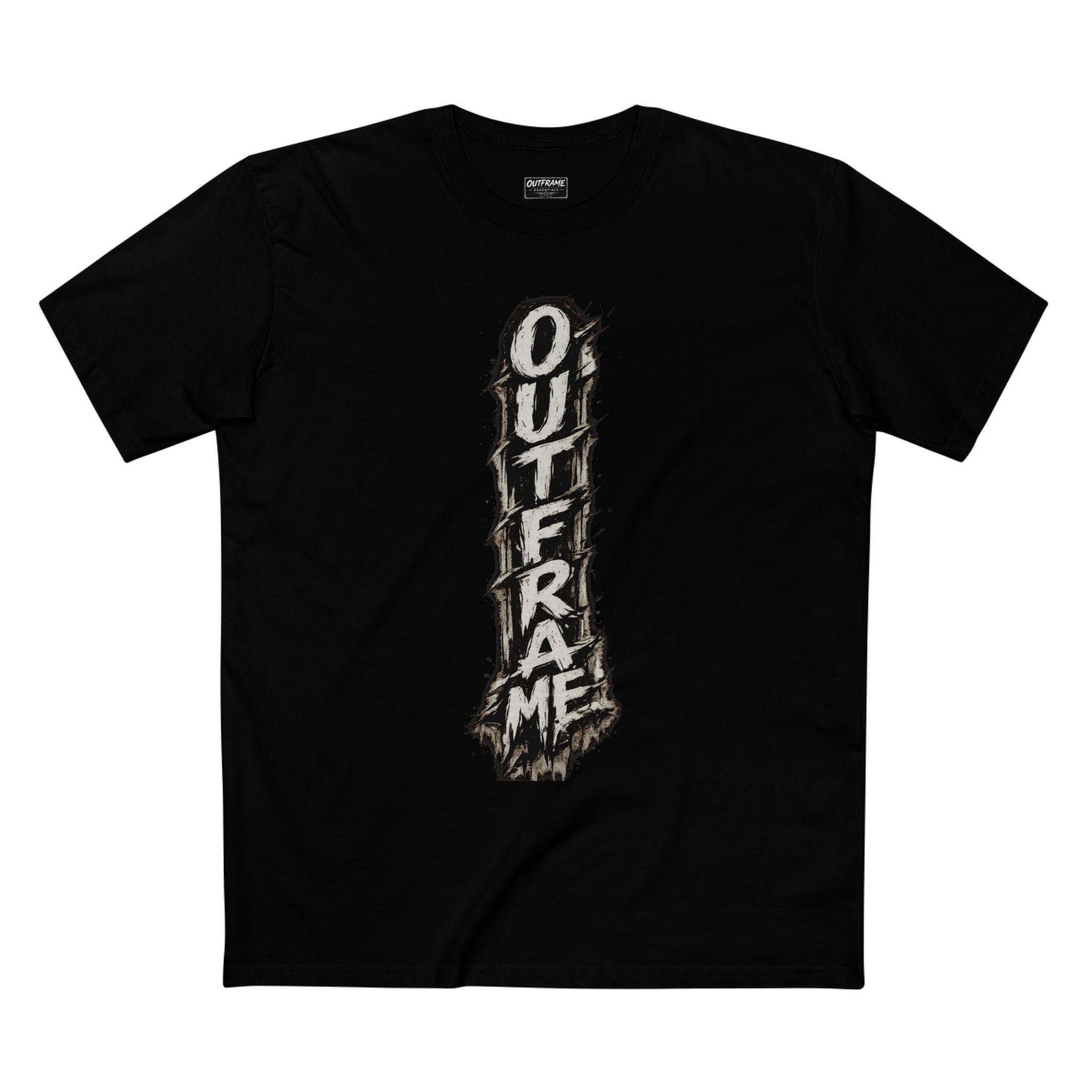 OUTFRAME Essentials – Vertical Brush Logo Premium Unisex T-Shirt