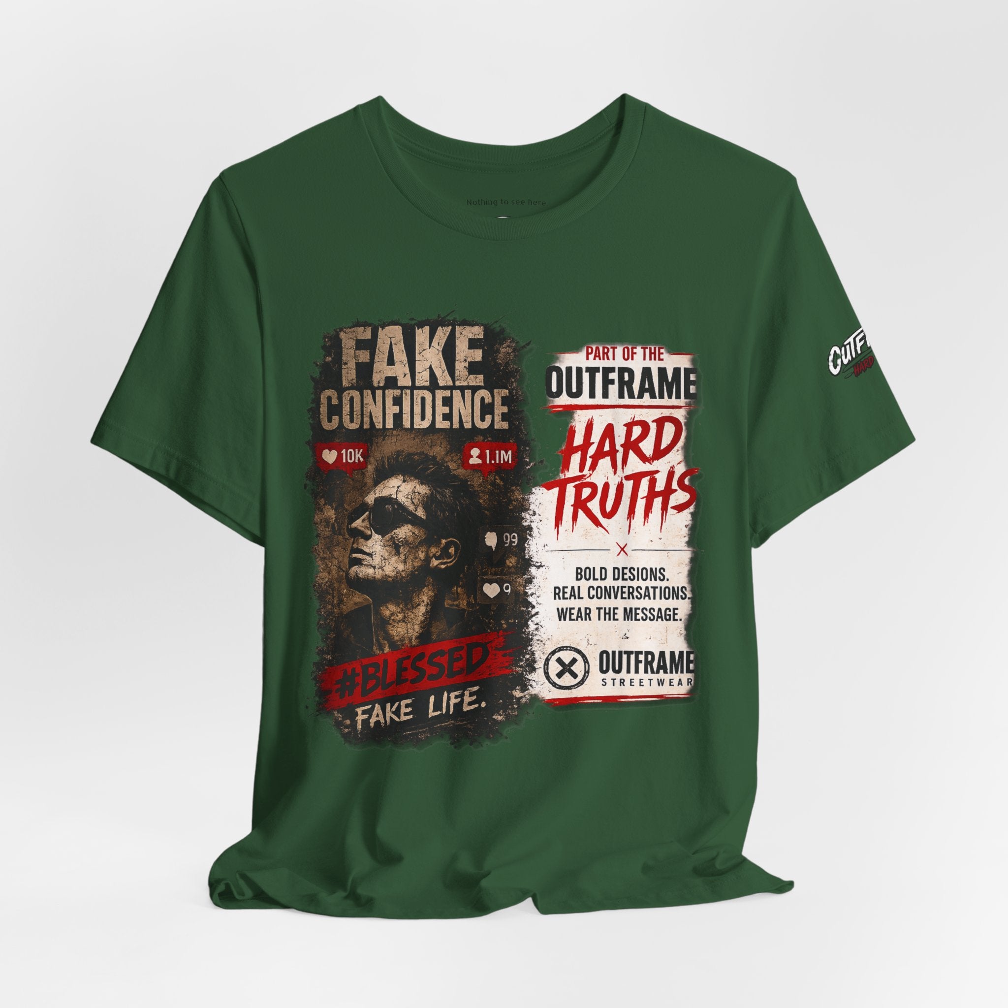 Fake Confidence – OUTFRAME Hard Truths Editorial Graphic T-Shirt