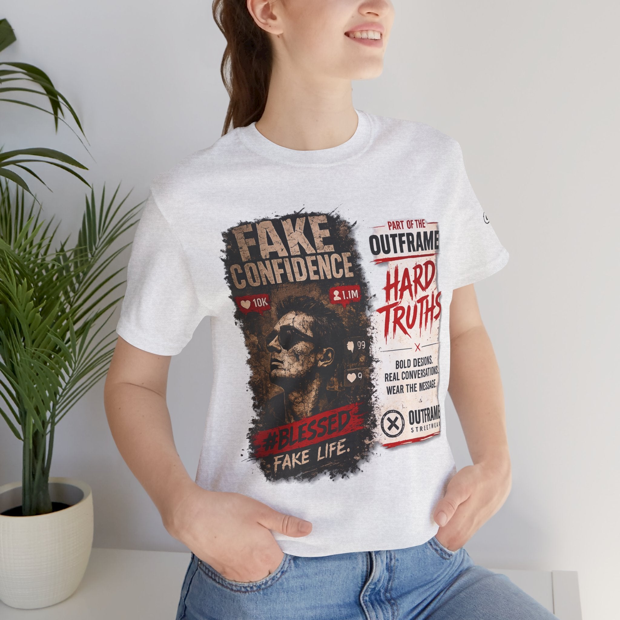 Fake Confidence – OUTFRAME Hard Truths Editorial Graphic T-Shirt