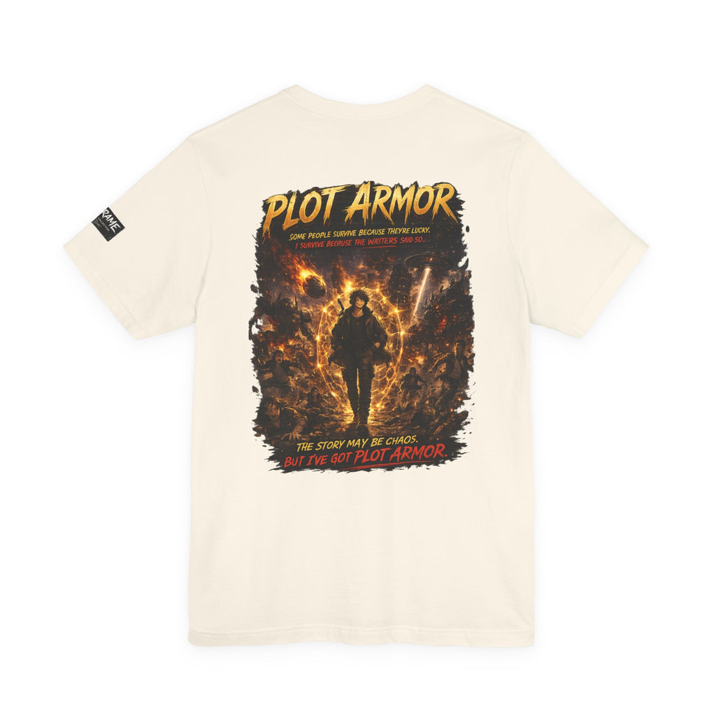 Plot Armor T-Shirt — Retro Anime Fire Graphic Tee