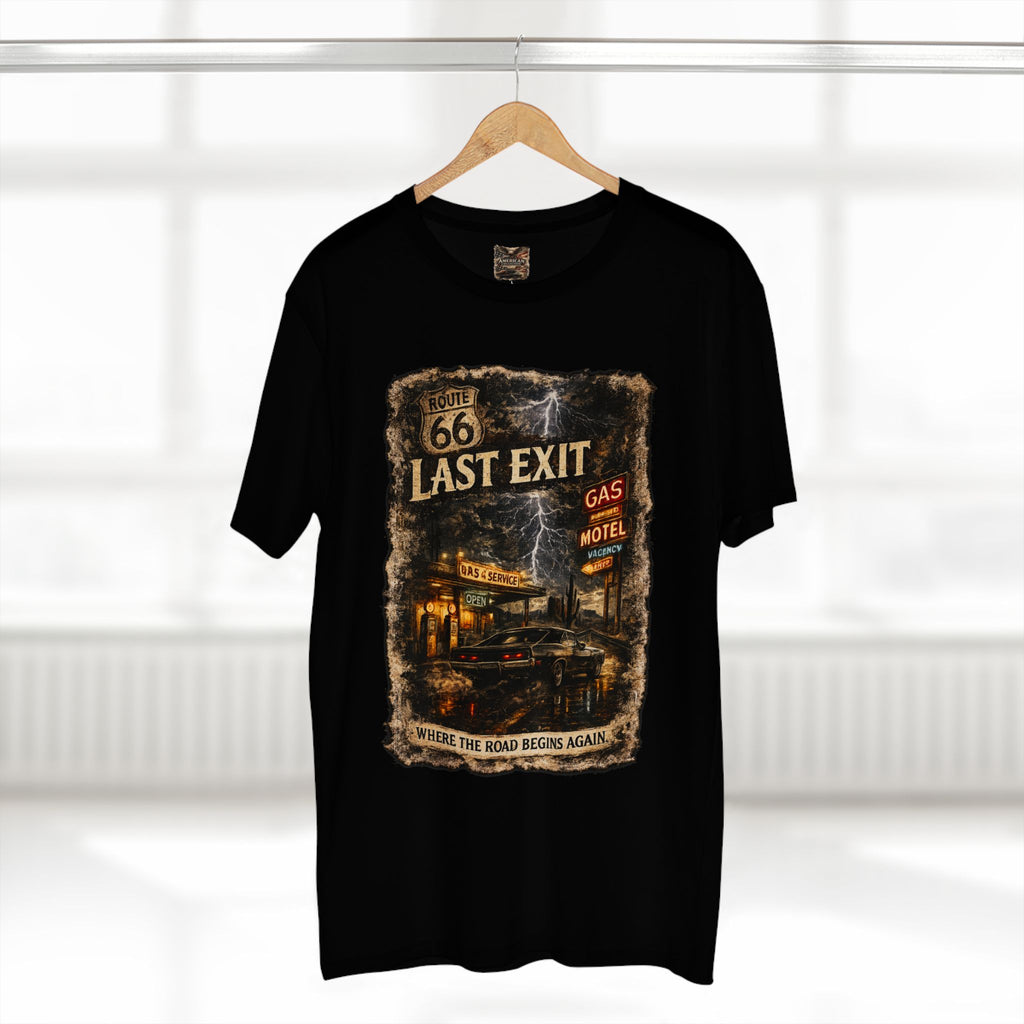 Last Exit – Vintage Route 66 Muscle Car Graphic T-Shirt