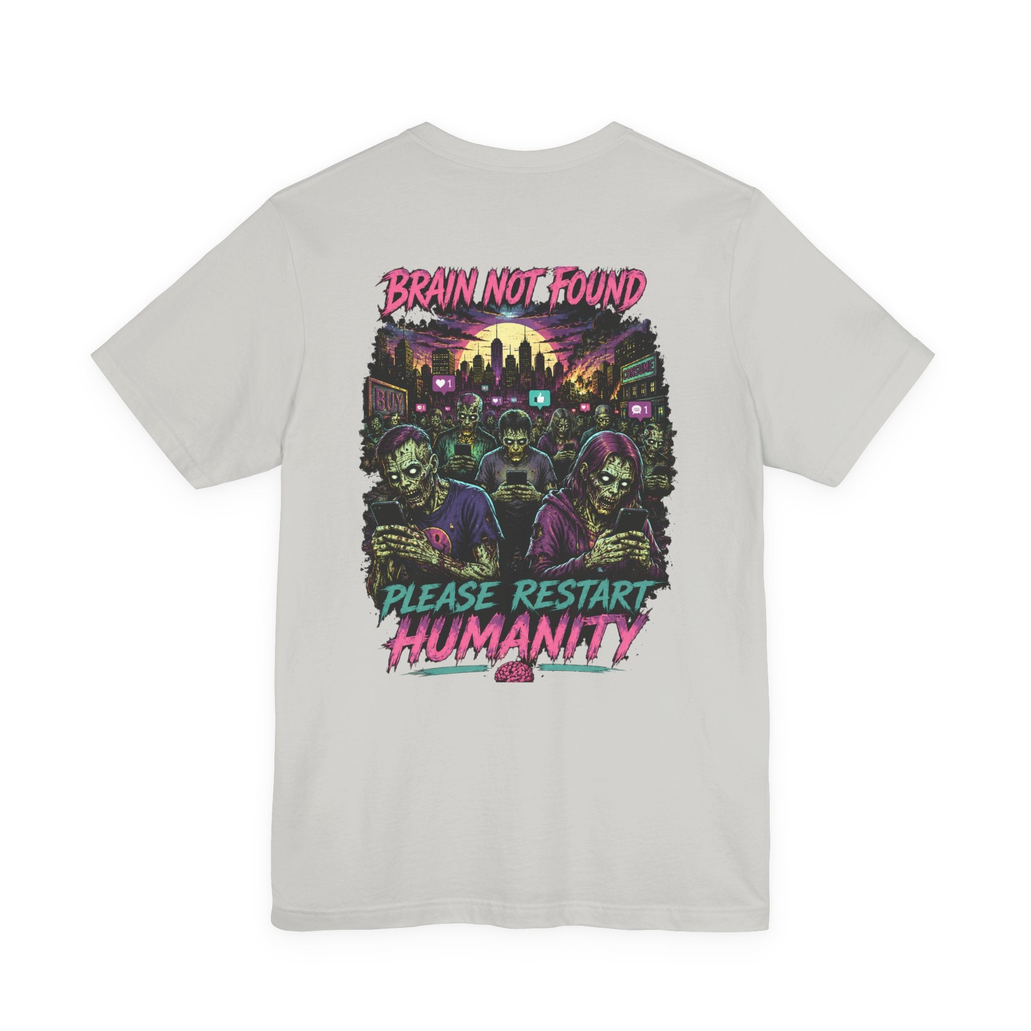 Brain Not Found – Please Restart Humanity Retro Zombie T-Shirt