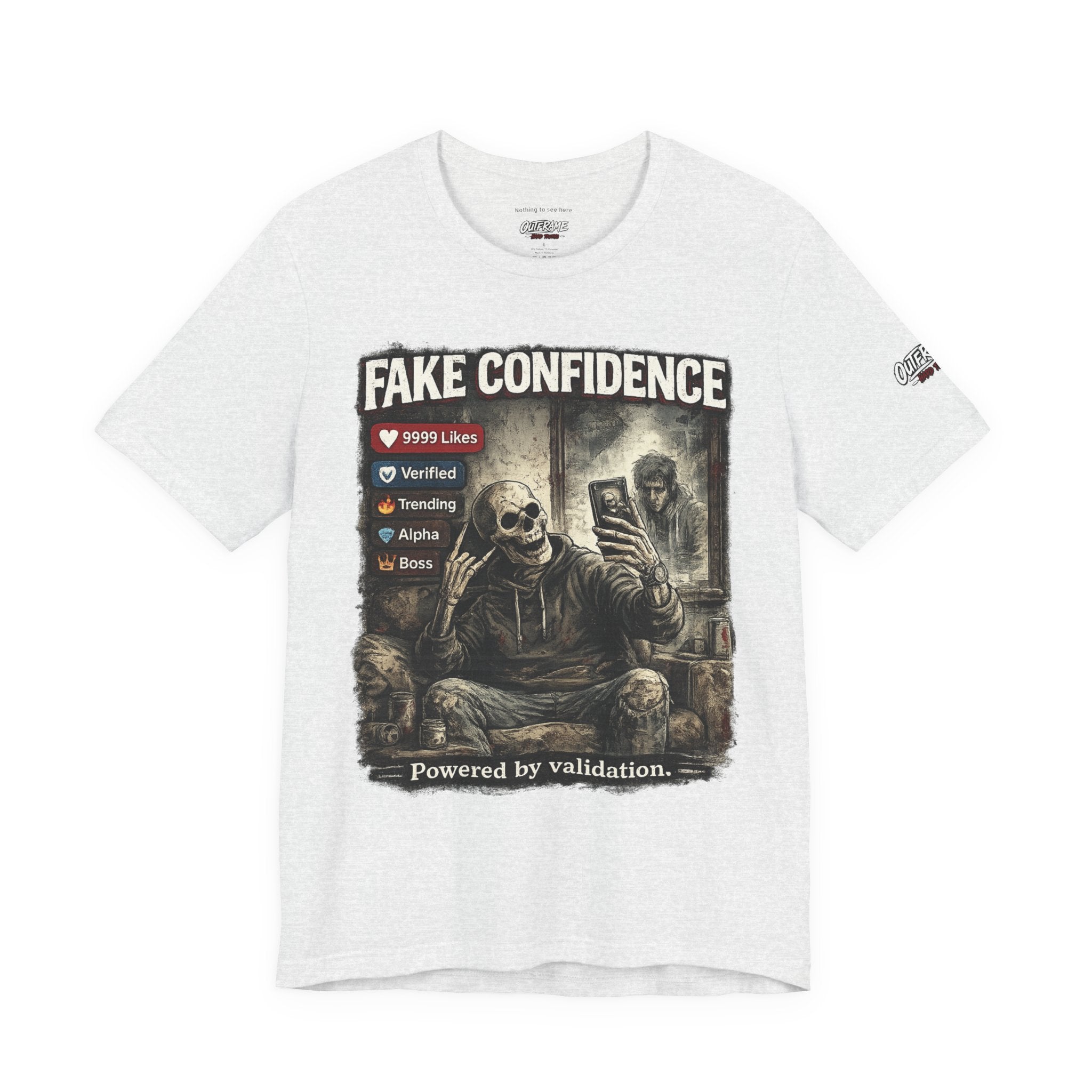 OUTFRAME Hard Truths – Fake Confidence | Premium Graphic Streetwear T-Shirt