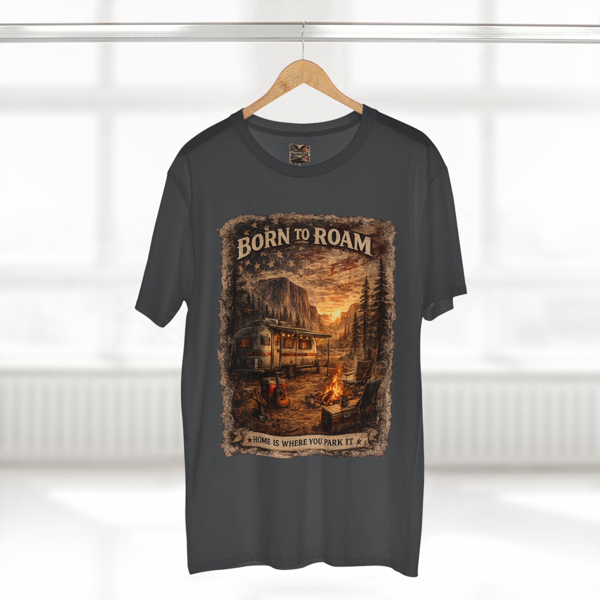 Born to Roam – Vintage Camper & National Parks Graphic T-Shirt | American Collection