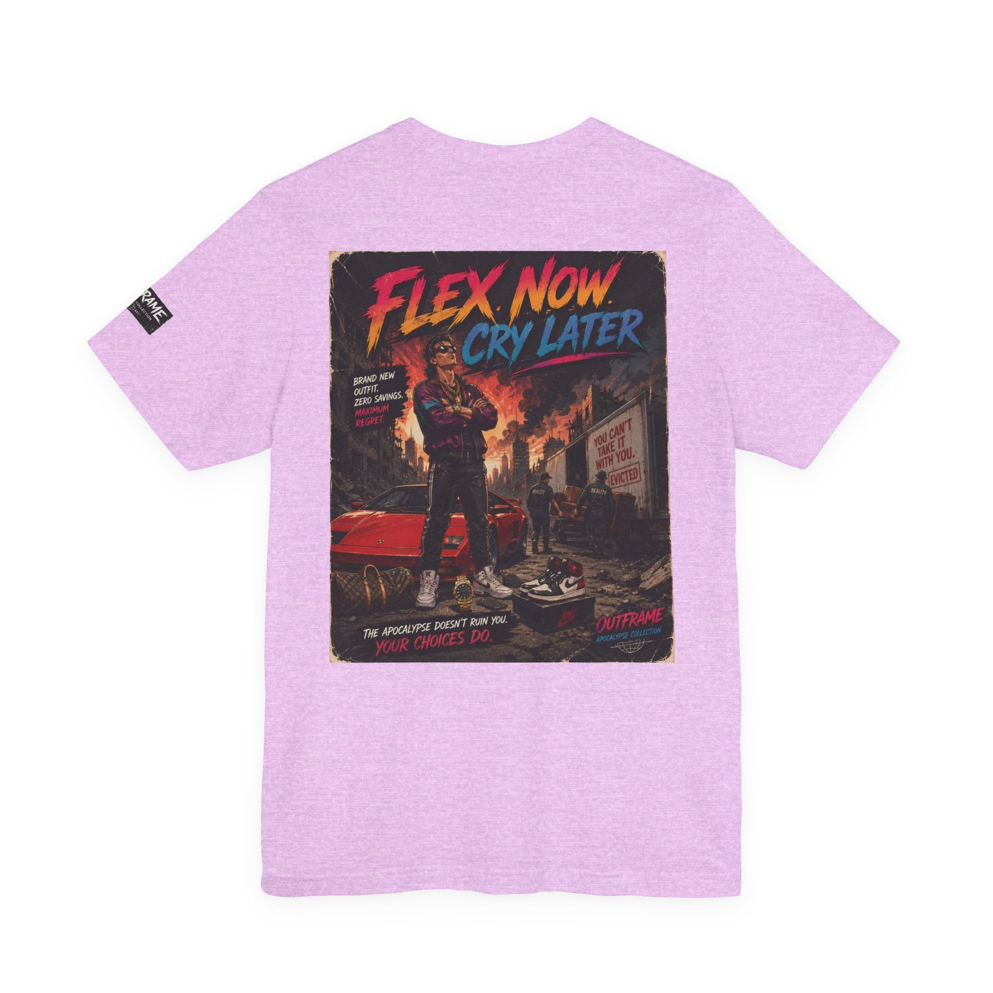 OUTFRAME™ FLEX NOW. CRY LATER. | Retro Apocalypse Graphic T-Shirt | Vintage