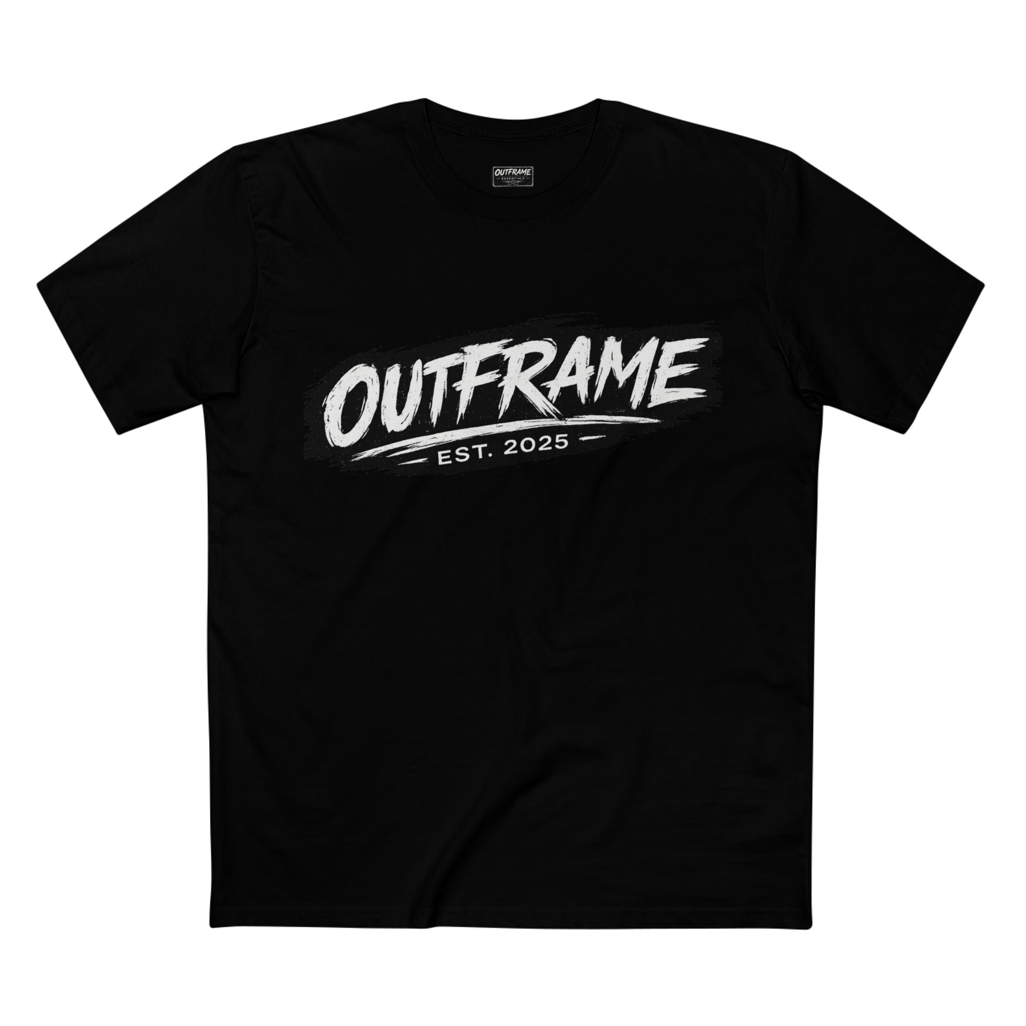 OUTFRAME® EST. 2025 Logo T-Shirt | Premium Brush Logo Streetwear | Essentials Collection