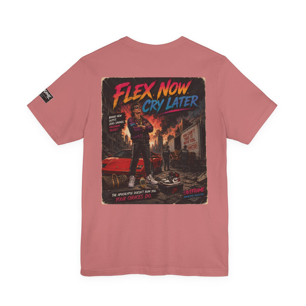 OUTFRAME™ FLEX NOW. CRY LATER. | Retro Apocalypse Graphic T-Shirt | Vintage