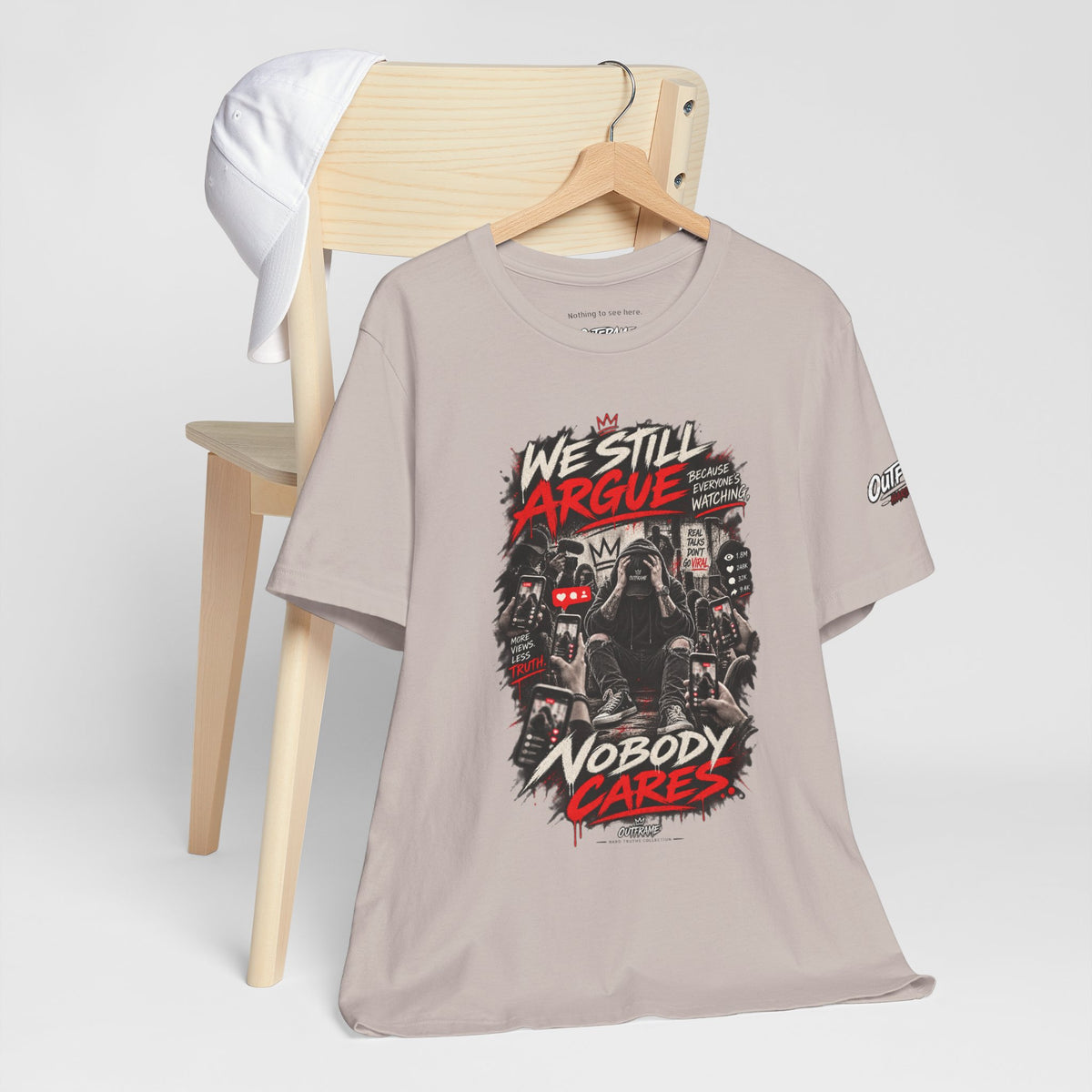 We Still Argue, Nobody Cares Tee — Dark Comic Graphic T-Shirt