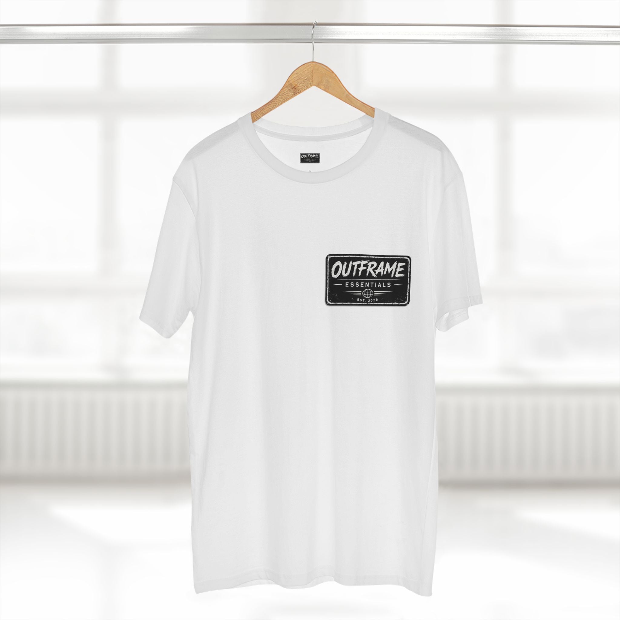 Outframe Essentials Logo Tee — Minimal Patch Chest T‑Shirt