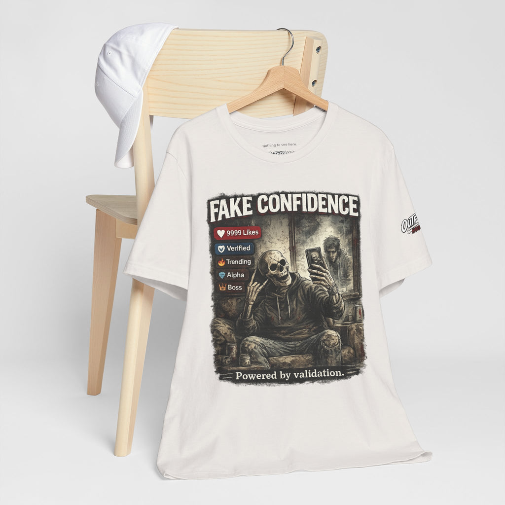 OUTFRAME Hard Truths – Fake Confidence | Premium Graphic Streetwear T-Shirt