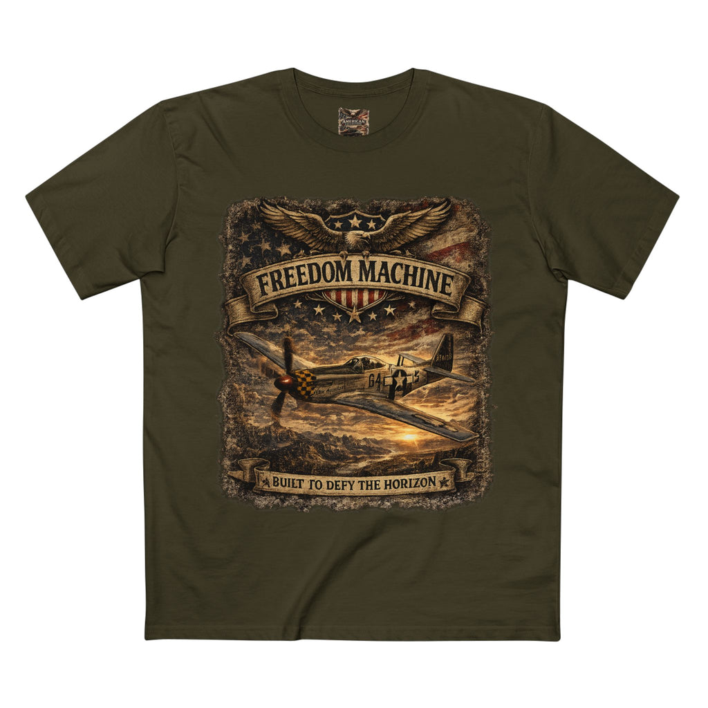 Freedom Machine – Vintage P-51 Mustang Aviation Graphic T-Shirt | American Collection