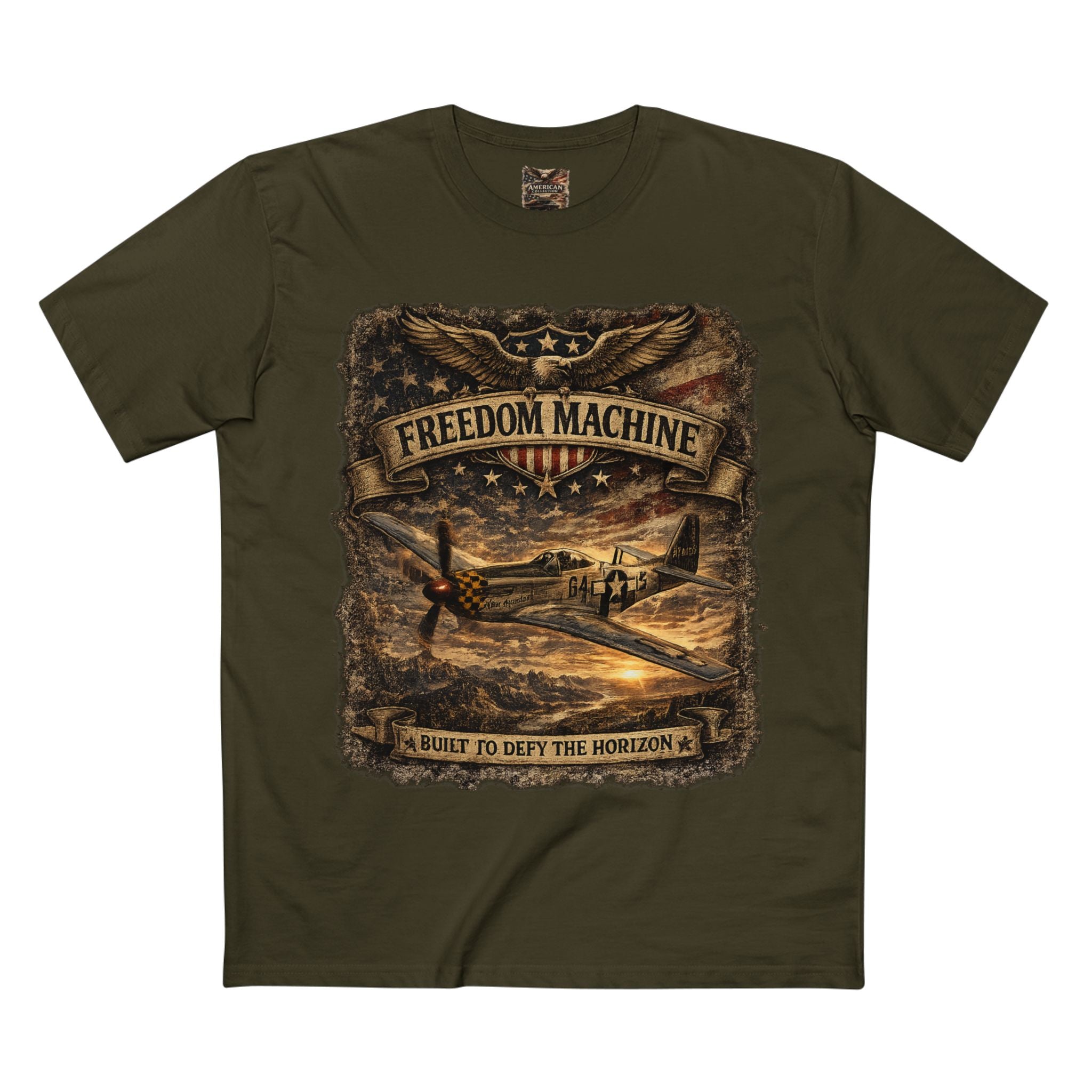 Freedom Machine – Vintage P-51 Mustang Aviation Graphic T-Shirt | American Collection